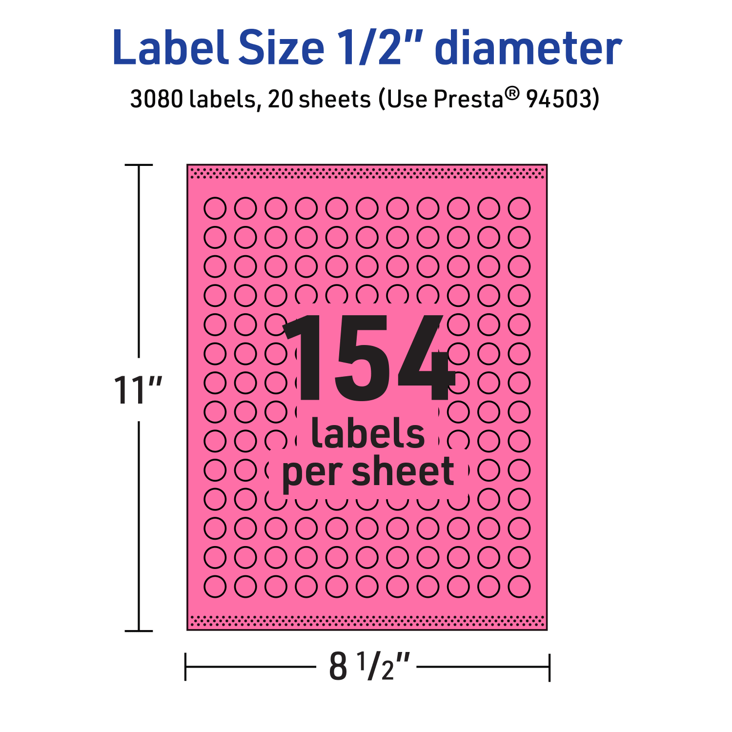 Avery Print-To-The-Edge Labels With Sure Feed Technology And Easy Peel Label Feature, 94503-BPP20, Round, 1/2in, Matte Bright Pink, Pack of 3080 - Image 6