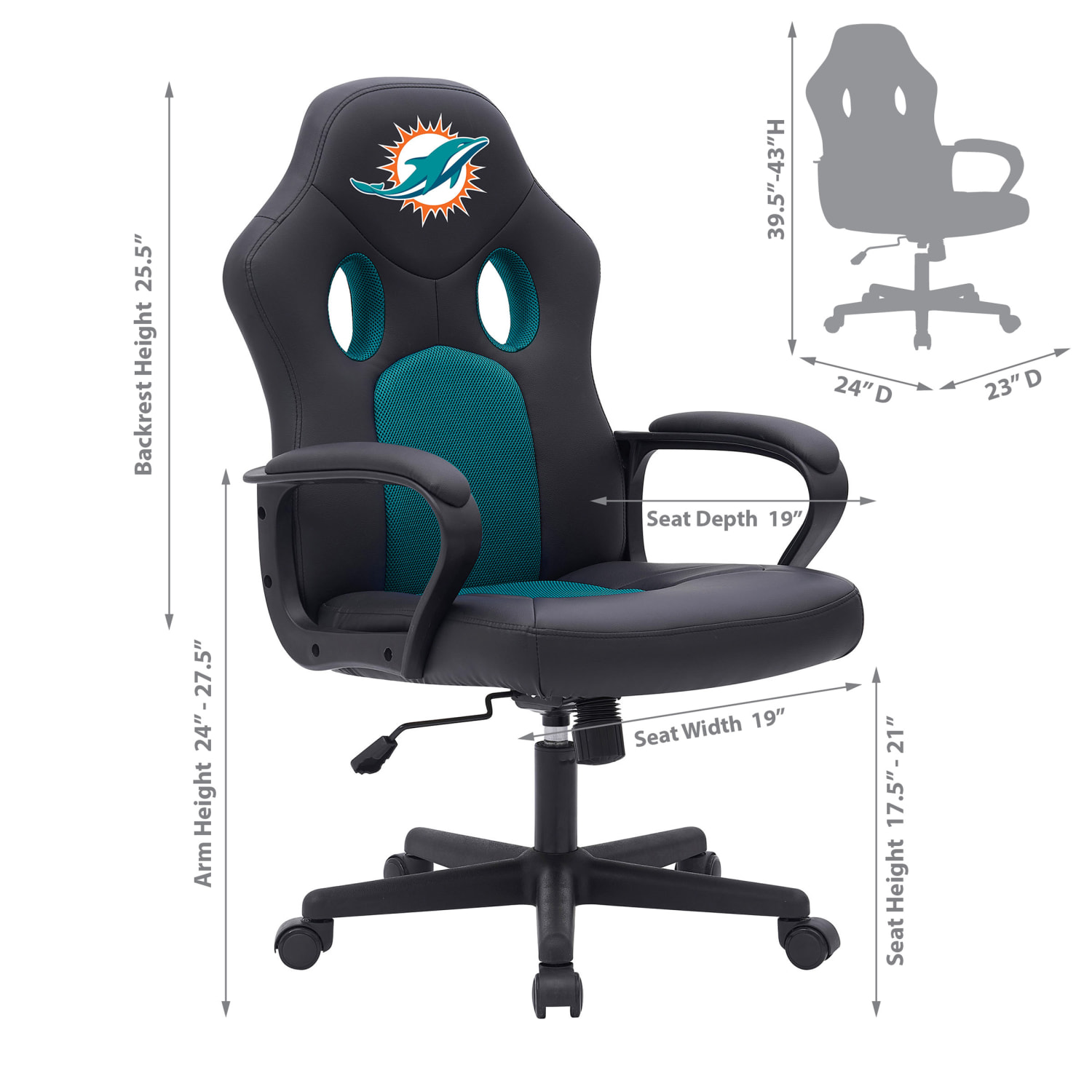 Imperial NFL Vision Faux LeatherMesh High Back Computer Gaming Chair Miami Dolphins PopularChairscom