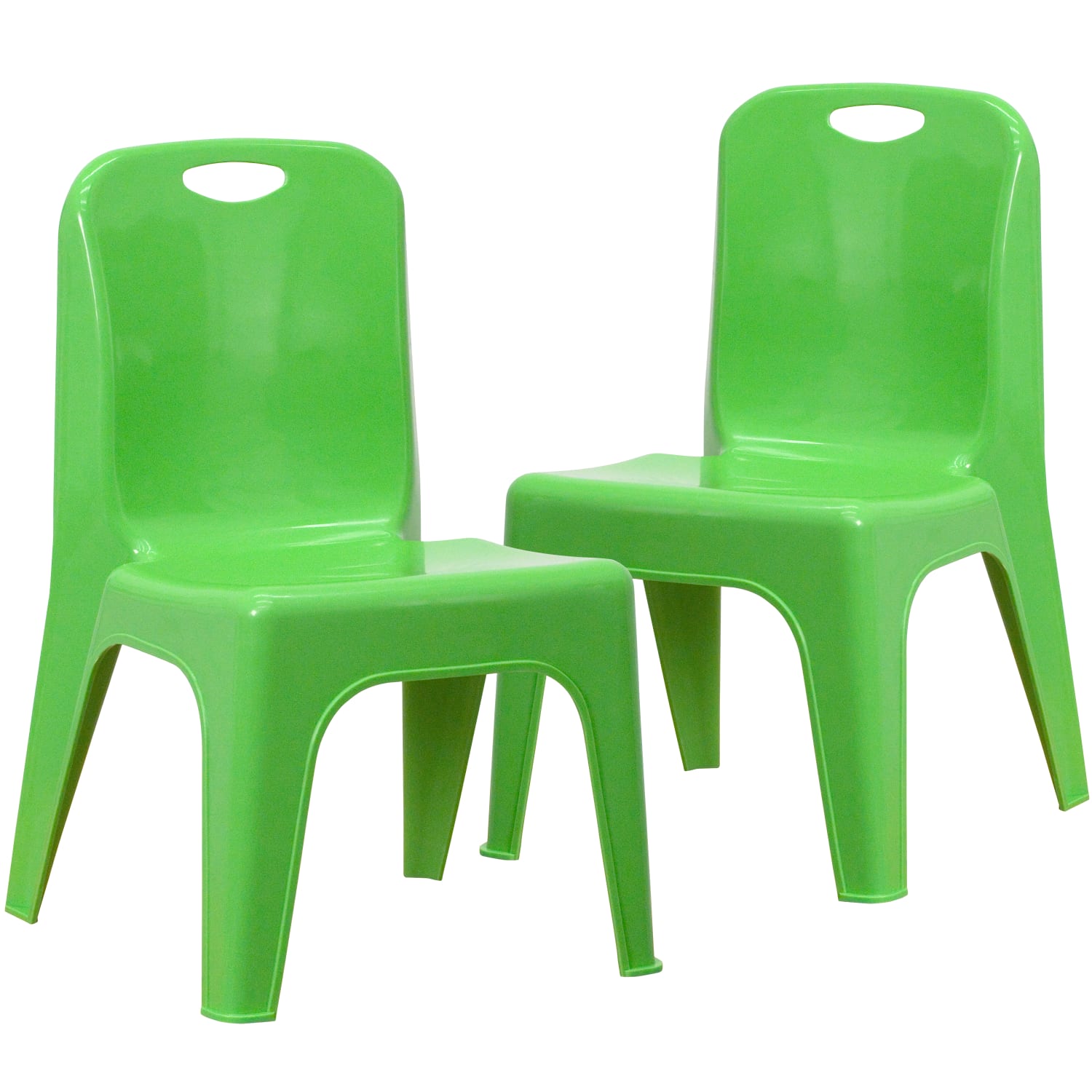 Flash Furniture Plastic Stackable School Chairs With Carrying Handle And 11in Seat Height, Green, Set Of 2 Chairs - Image 4