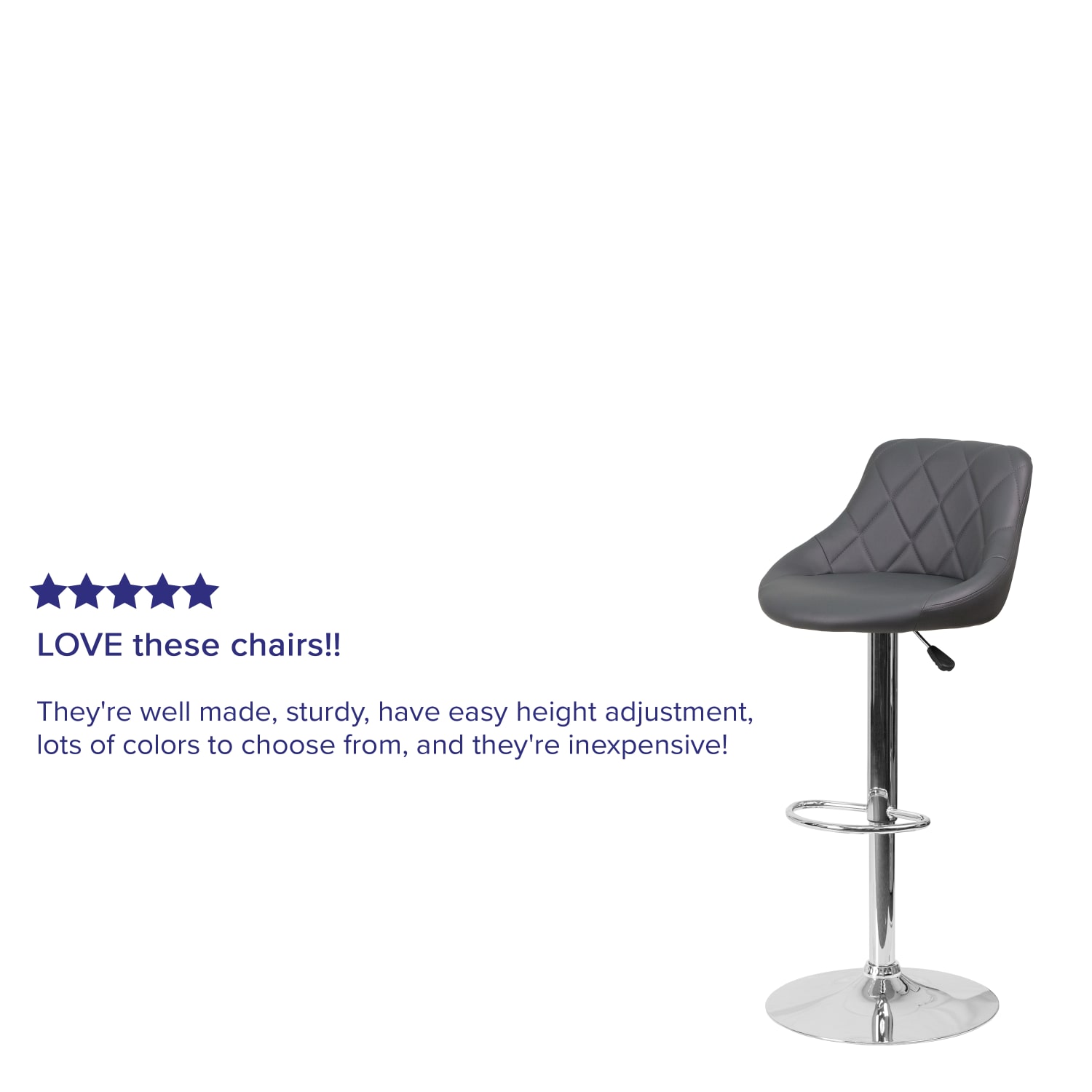 Flash Furniture Contemporary Vinyl Bucket Seat Adjustable Height Barstool with Diamond Pattern Back and Chrome Base Gray PopularChairscom Flash Furniture Contemporary Vinyl Bucket Seat Adjustable Height Barstool with Diamond Pattern Back and Chrome Base Gray PopularChairscom