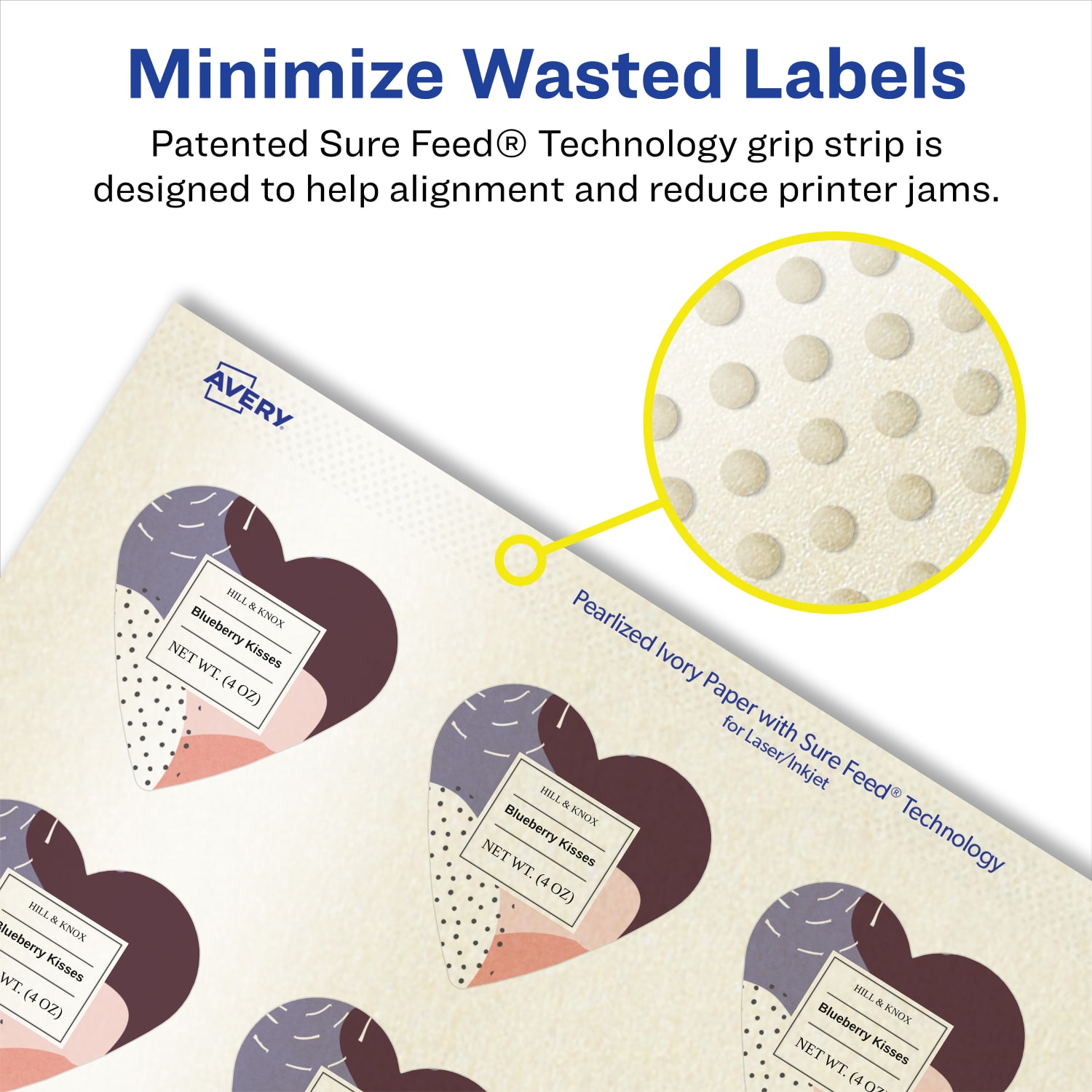 Avery Pearlized Permanent Labels With Sure Feed, 94602-PIP100, Heart, 1-1/2in x 1-1/2in, Ivory, Pack Of 2,000 Labels - Image 5