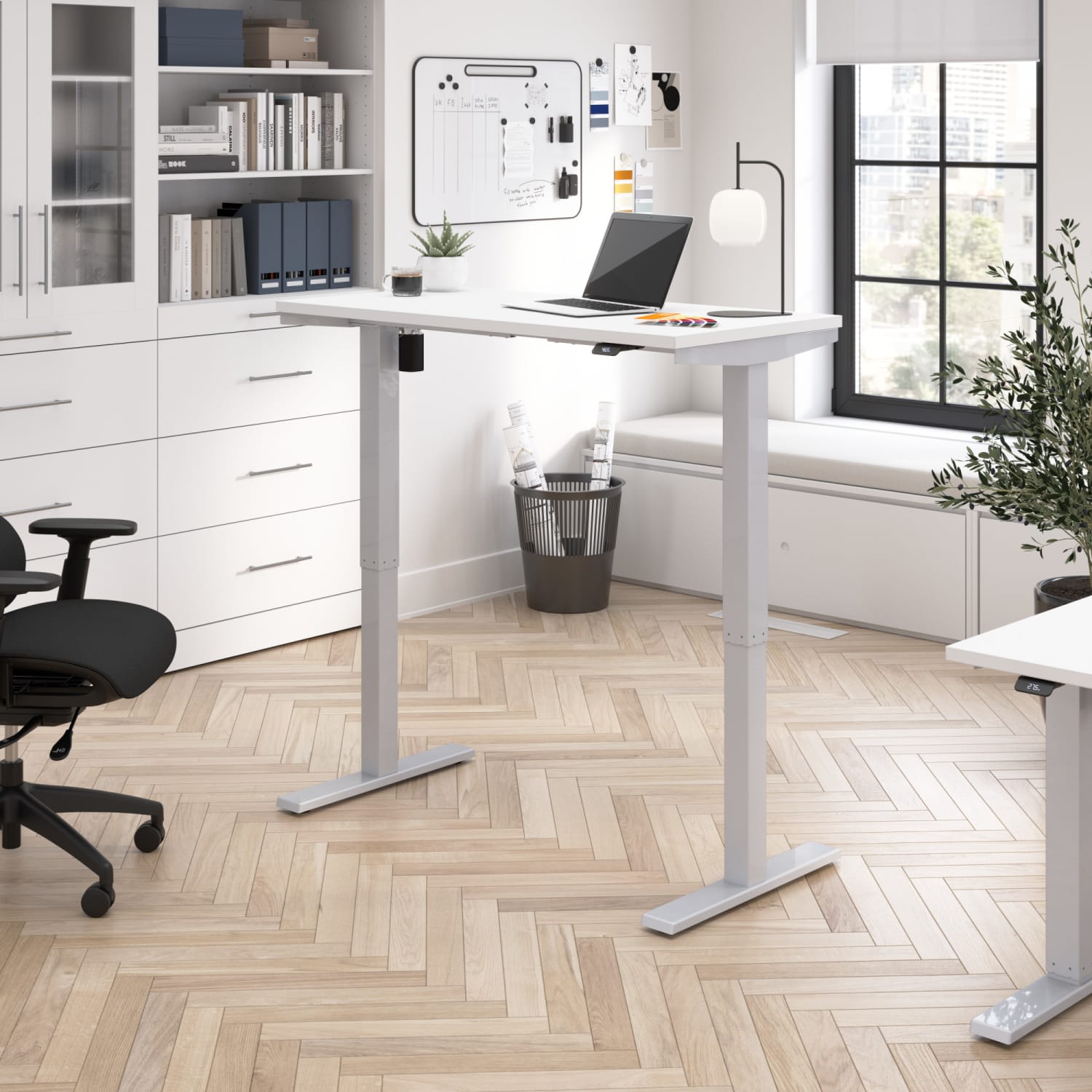 Move 40 Series by Bush Business Furniture Electric 48inW Height-Adjustable Standing Desk, 48in x 24in, White/Cool Gray Metallic, Standard Delivery - Image 3