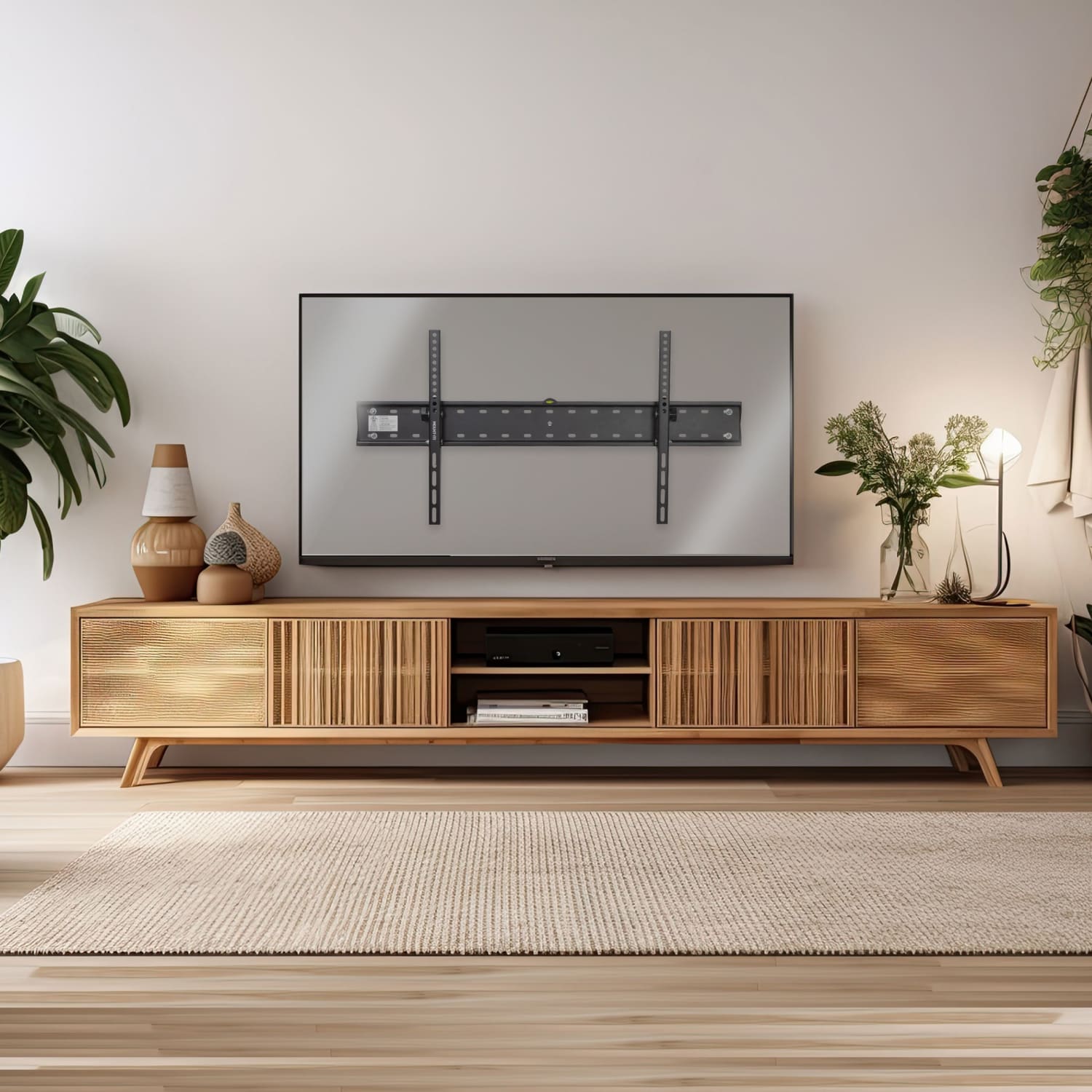 Mount-It! Heavy Duty Tilting TV Wall Mount For Screen Sizes 43in To 90in, 2-1/4inH x 4-1/2inW x 34-3/4inD, Black - Image 3
