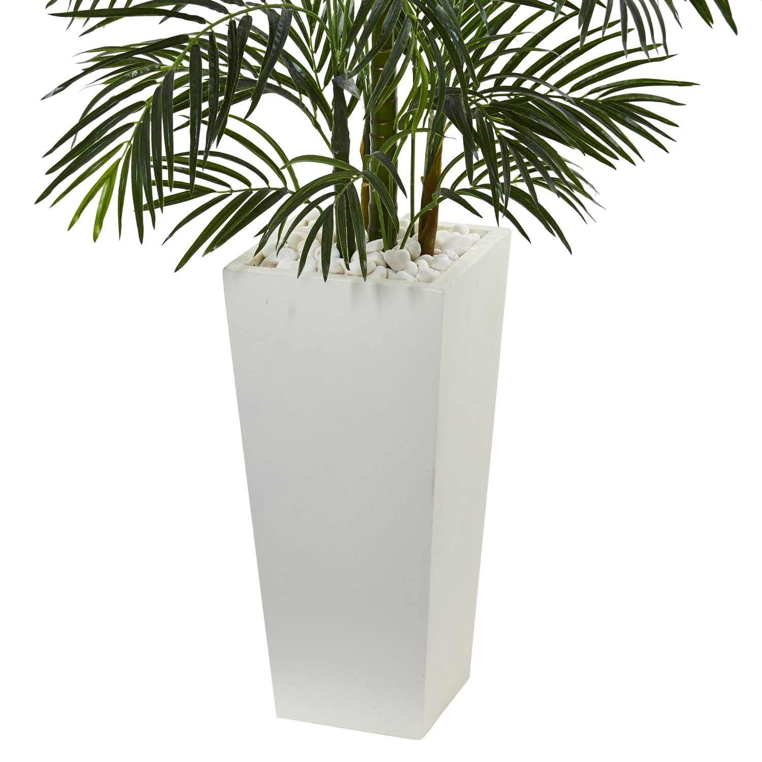 Nearly Natural 5ftH UV-Resistant Areca Artificial Palm Tree With Planter, 60inH x 32inW x 32inD, White/Green - Image 4