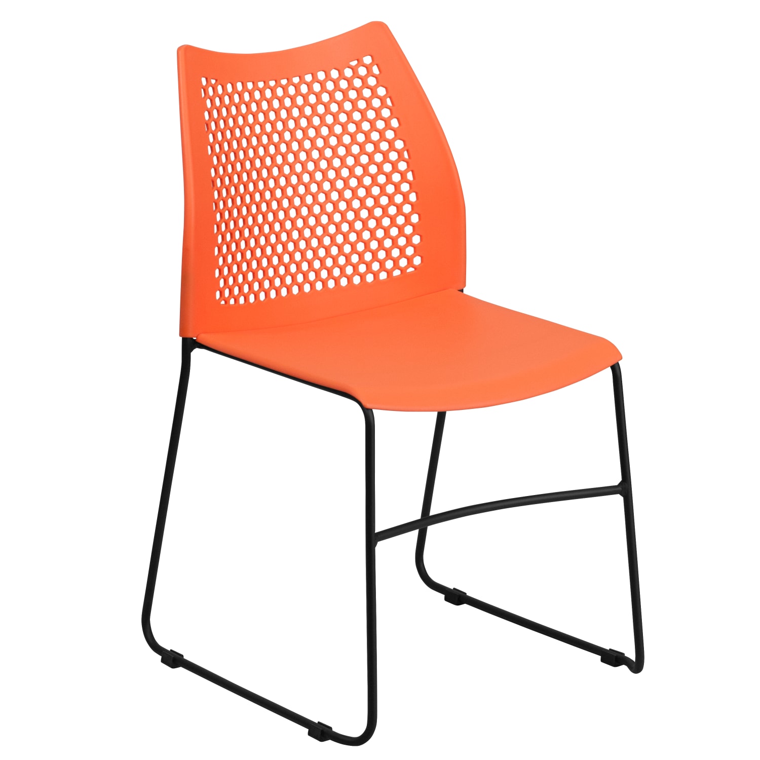 Flash Furniture HERCULES Series Sled Base Stack Chair With Air Vent Back OrangeBlack PopularChairscom