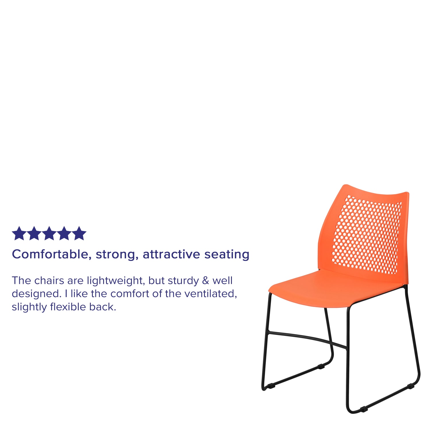 Flash Furniture HERCULES Series Sled Base Stack Chair With Air Vent Back OrangeBlack PopularChairscom