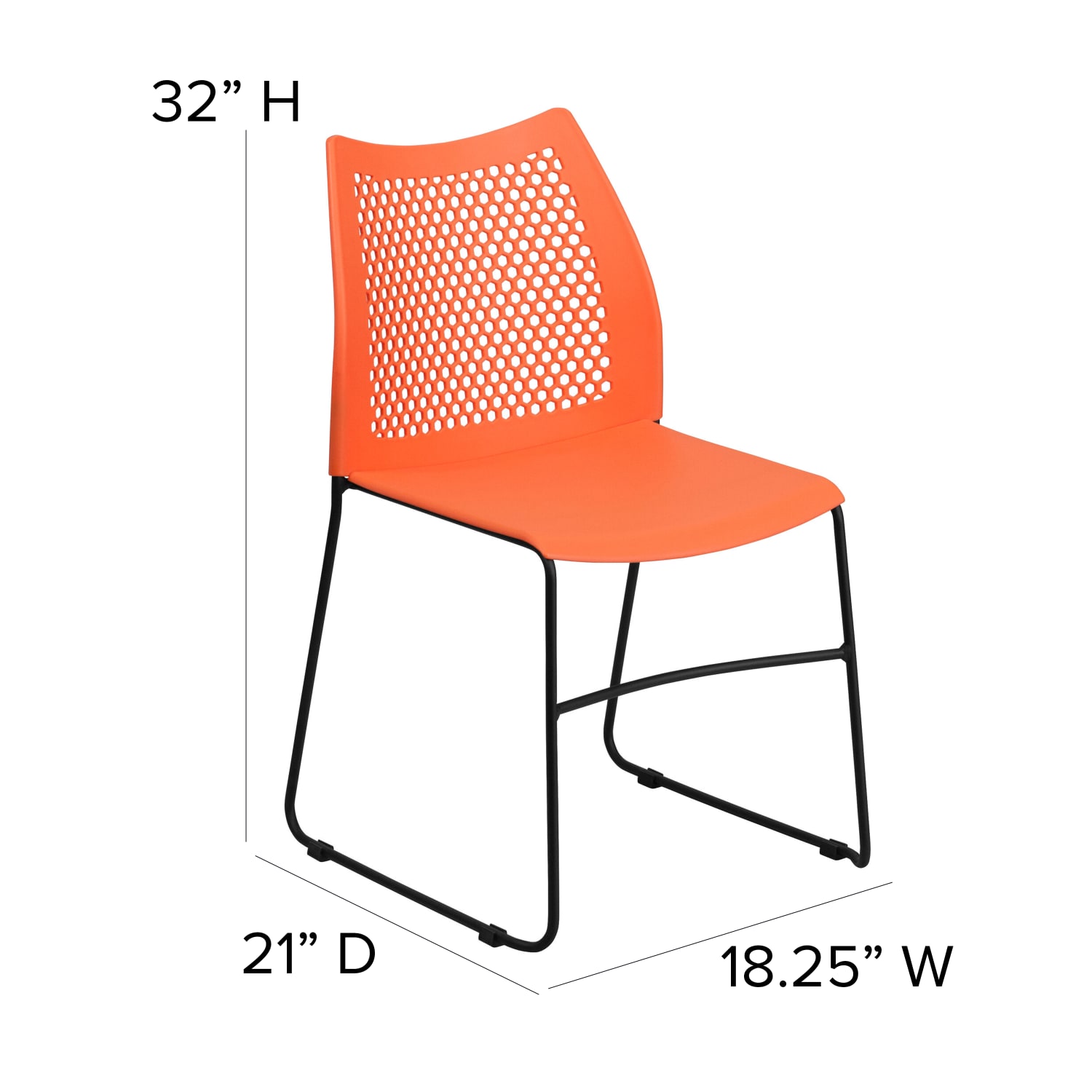 Flash Furniture HERCULES Series Sled Base Stack Chair With Air Vent Back OrangeBlack PopularChairscom