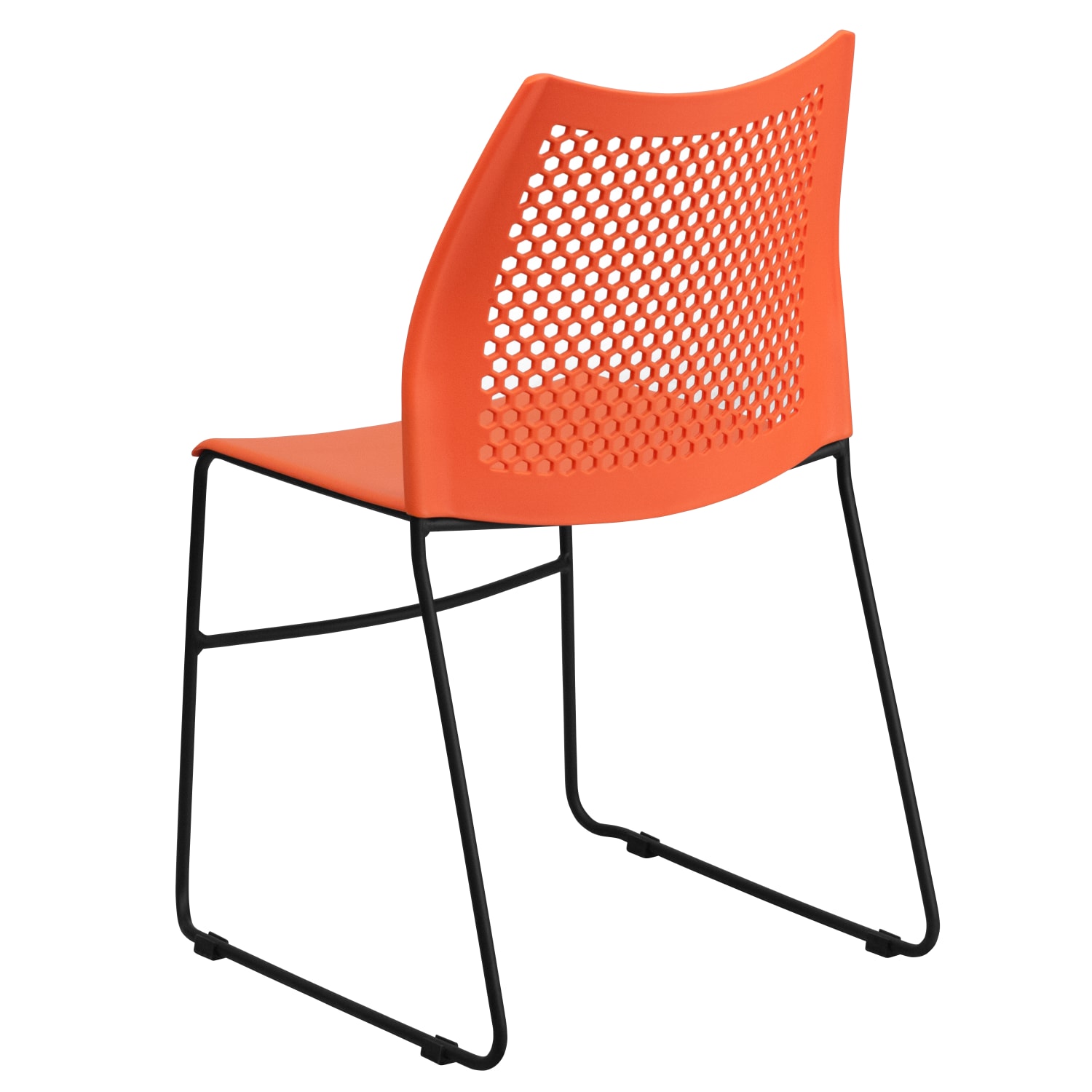 Flash Furniture HERCULES Series Sled Base Stack Chair With Air Vent Back OrangeBlack PopularChairscom