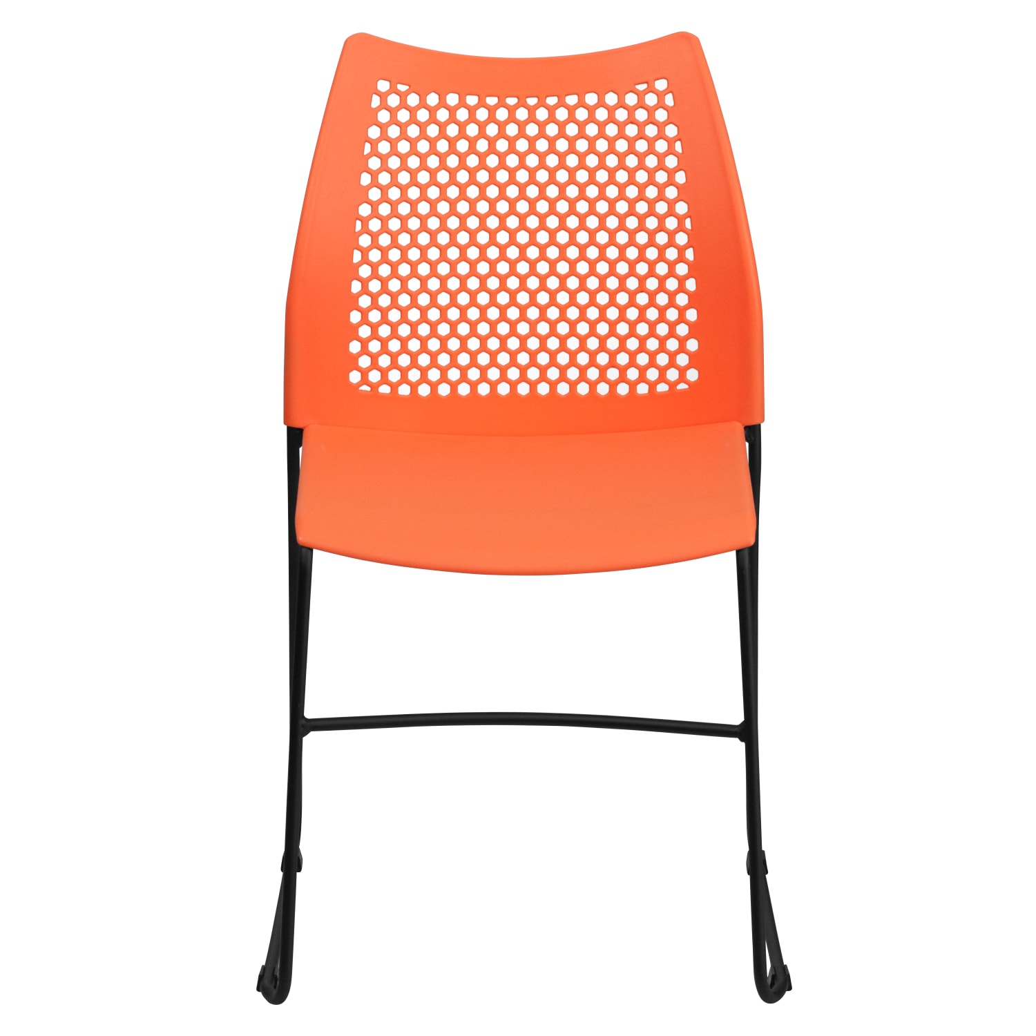 Flash Furniture HERCULES Series Sled Base Stack Chair With Air Vent Back OrangeBlack PopularChairscom