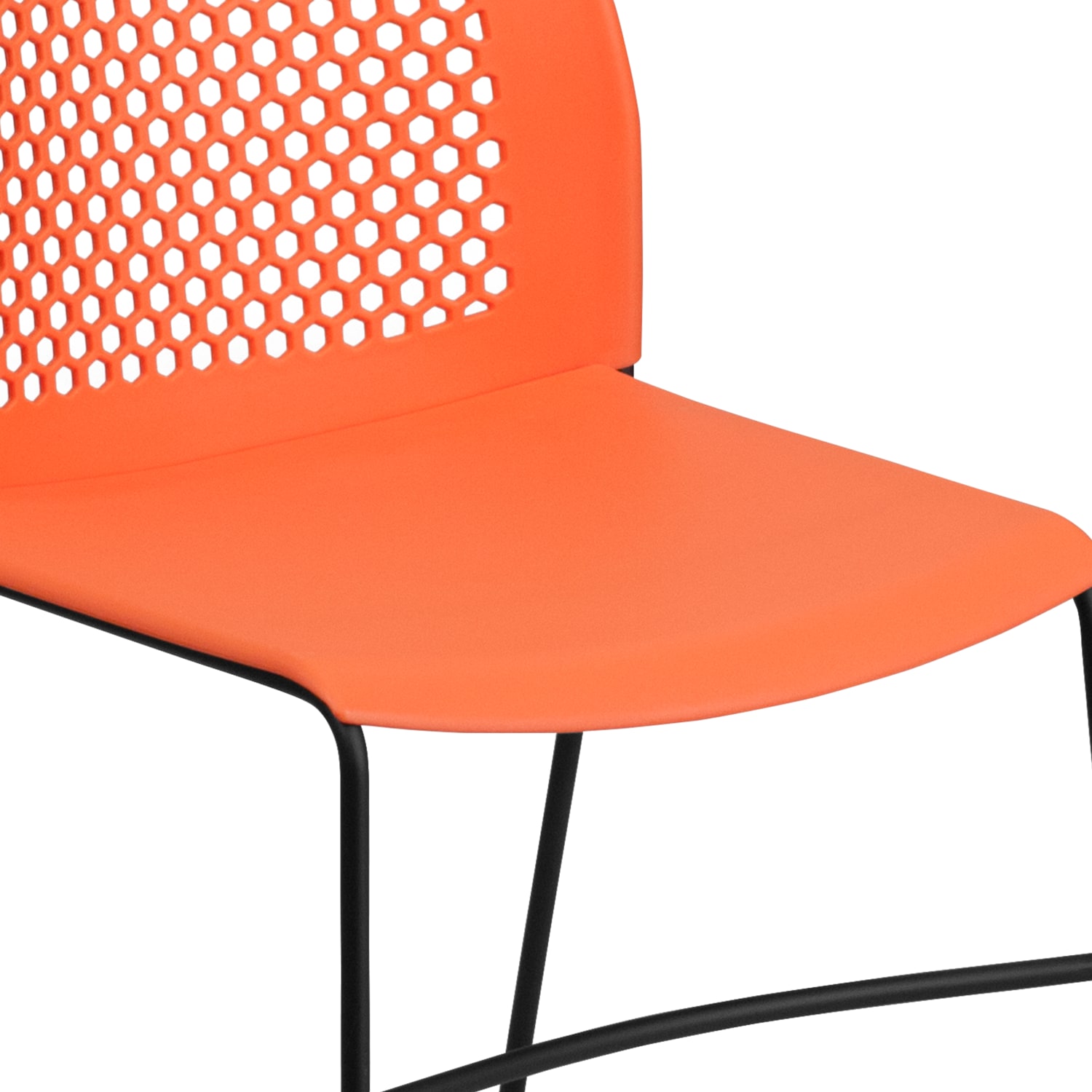 Flash Furniture HERCULES Series Sled Base Stack Chair With Air Vent Back OrangeBlack PopularChairscom