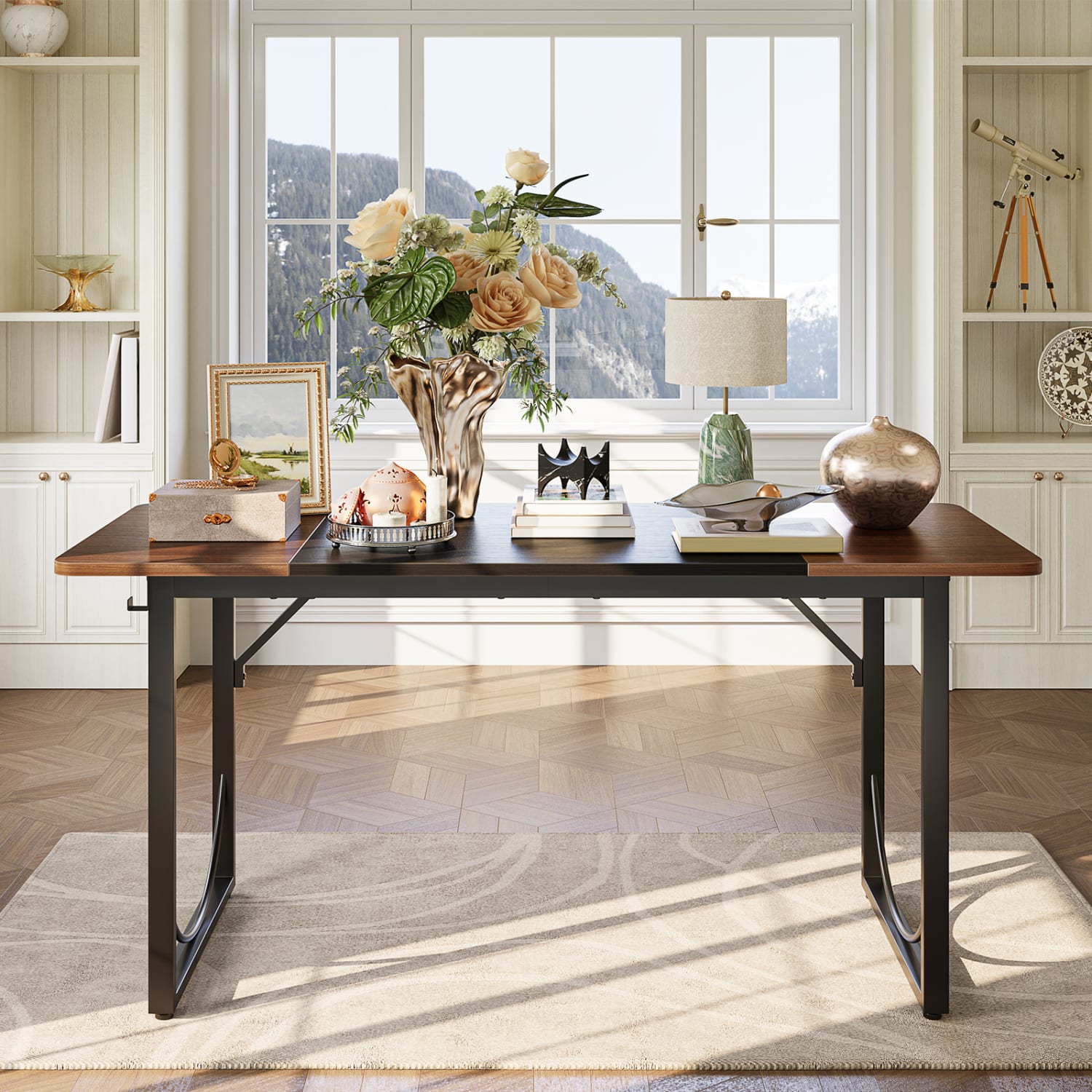 Pinmoco 63in Ergonomic Engineered Wood Modern Home Office Computer Desk, Rustic Brown - Image 4