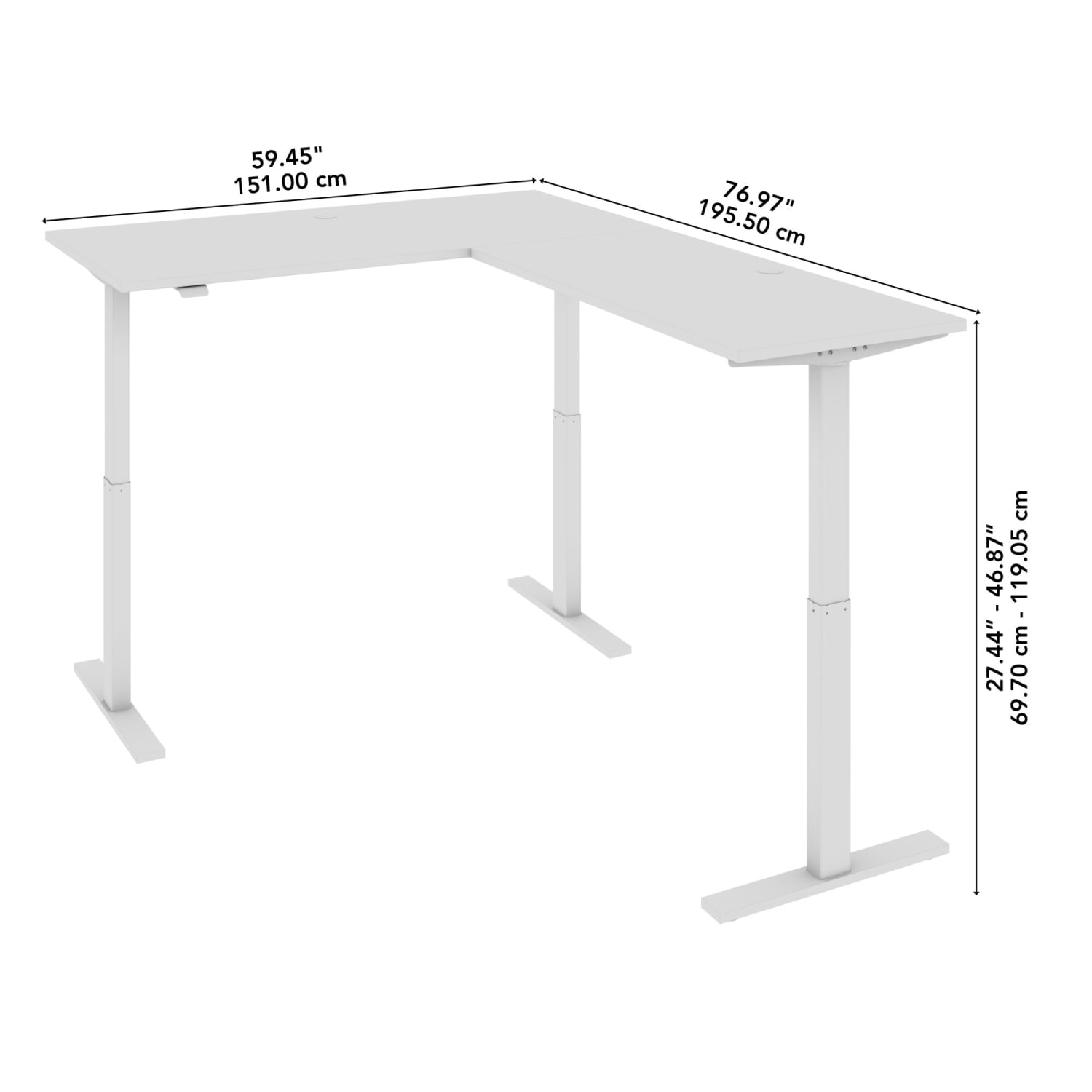 Bush Business Furniture Move 60 Series 60inW Height Adjustable L Shaped Standing Desk, Natural Elm/White Powder Coat, Standard Delivery - Image 5