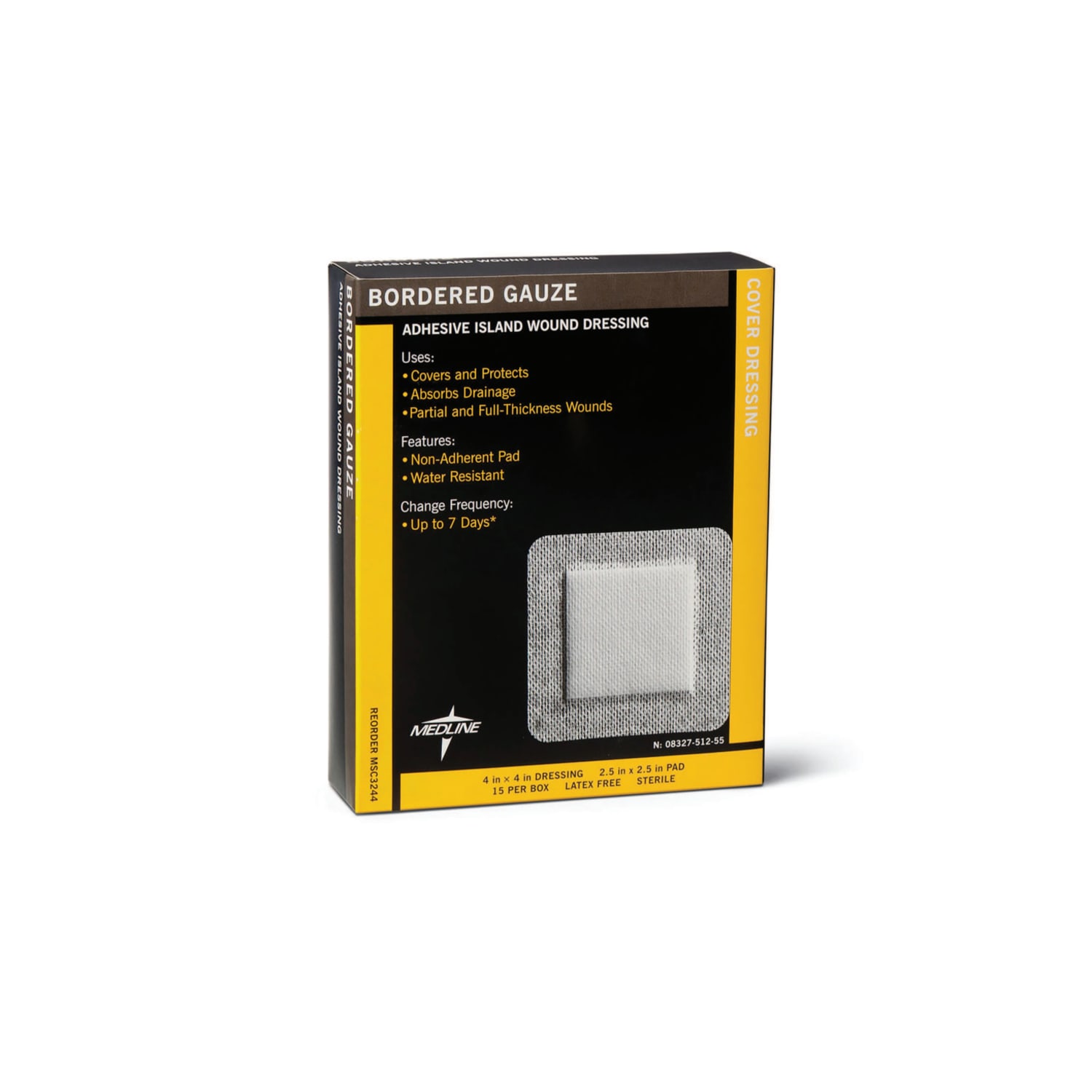 Medline Sterile Border Gauze Pads, 6in x 6in, White, Box Of 15 Pads - Image 3