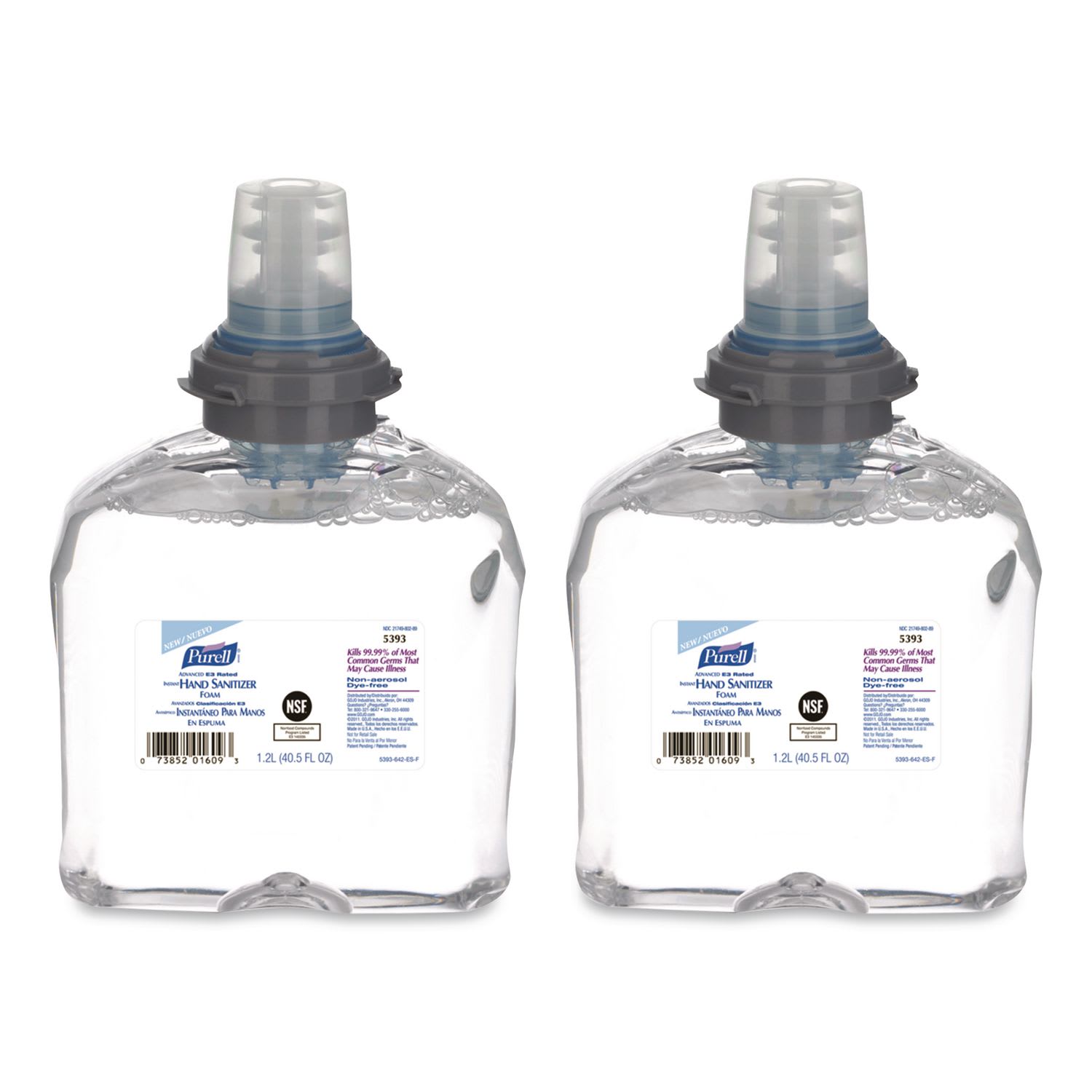 PURELL Advanced Hand Sanitizer E3-Rated Foam, 40.58 oz (1,200 mL) Refill, Fragrance-Free, 2/Carton