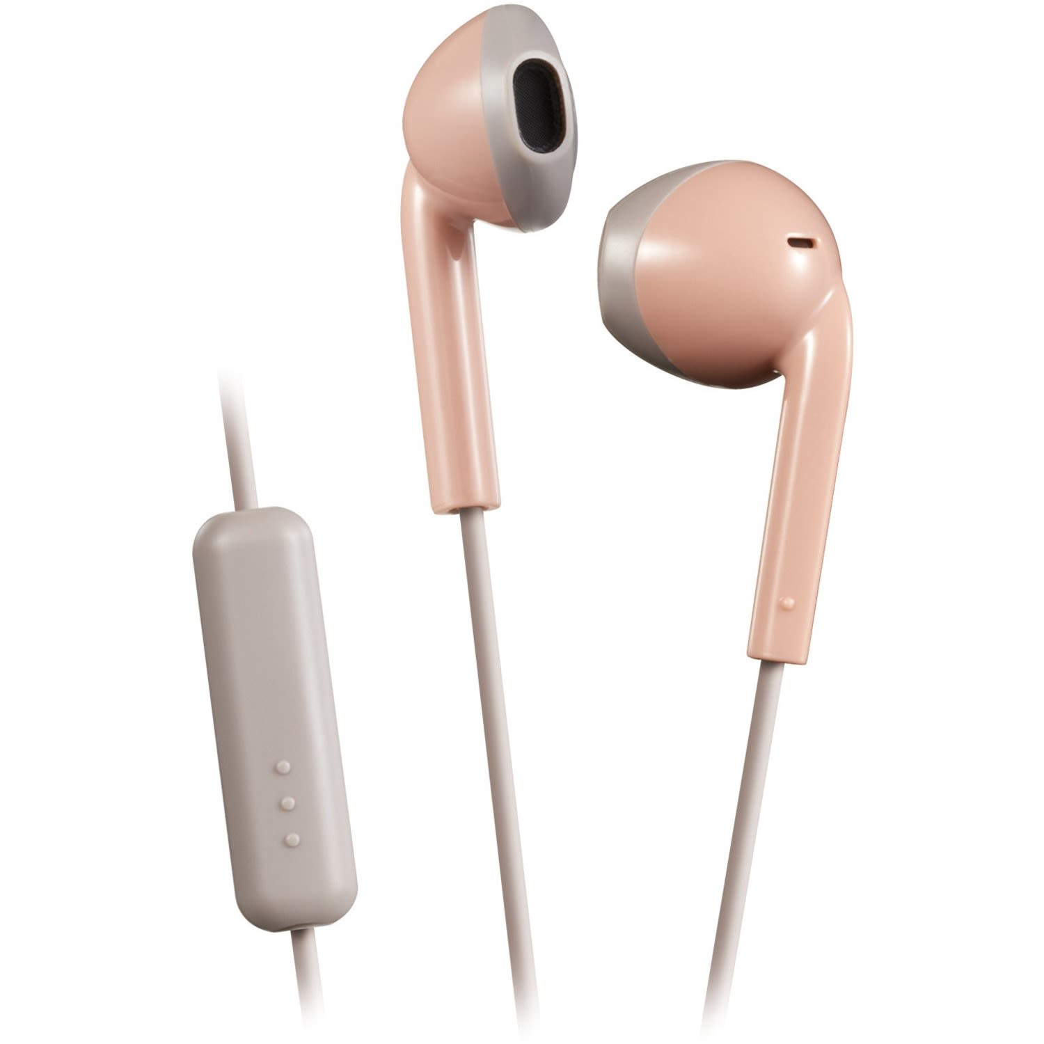 JVC Retro Earbuds - Stereo - Wired - 46 Ohm - 8 Hz to 20 kHz - Earbud - Binaural - In-ear - 3.28 ft Cable - Pink, Taupe
