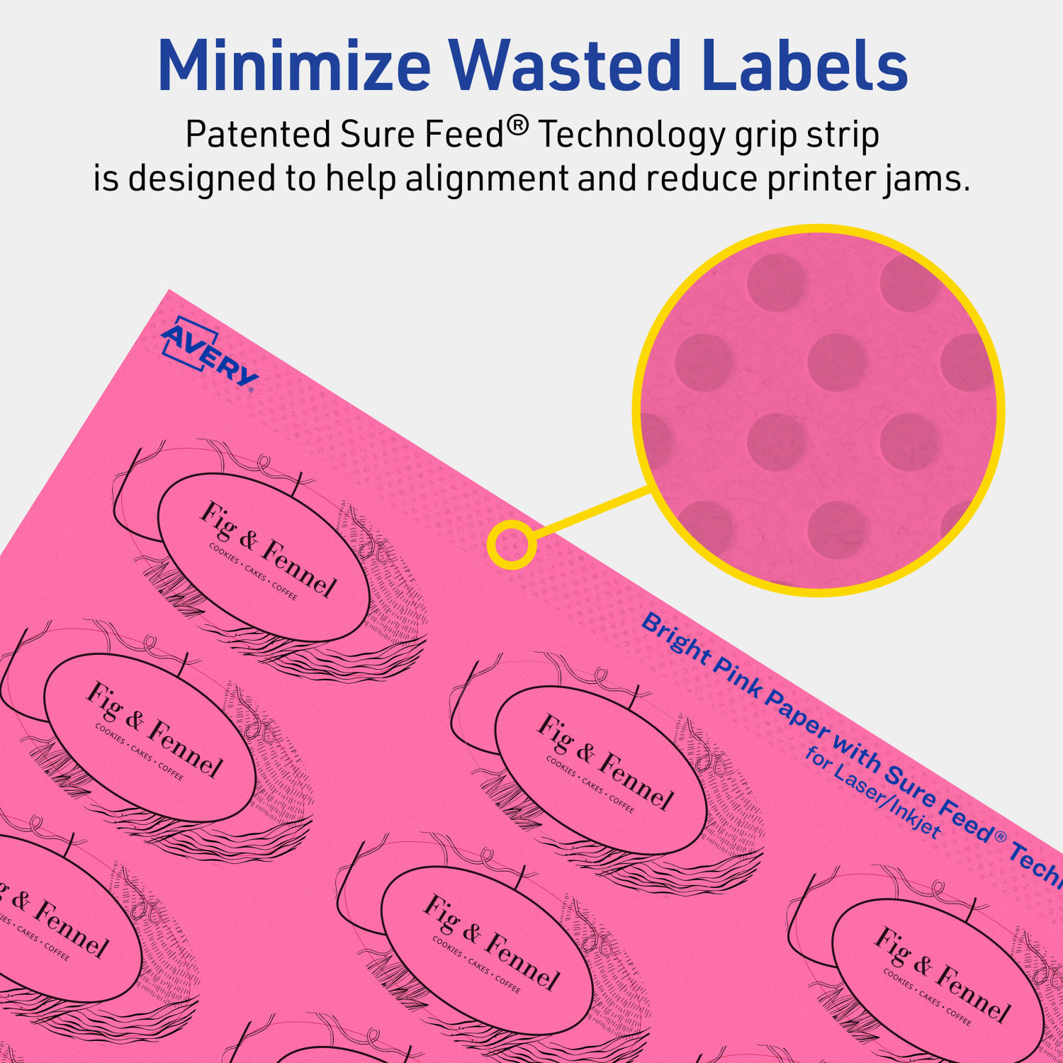 Avery Print-To-The-Edge Labels With Sure Feed Technology And Easy Peel, 94054-BPP40, Oval, 1-1/8in x 2-1/4in, Matte Bright Pink, Pack of 840 - Image 5