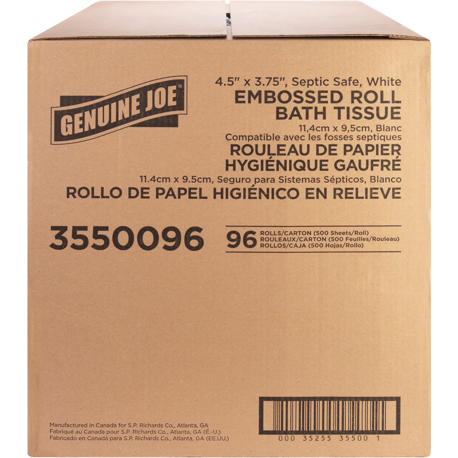 Genuine Joe 2-ply Bath Tissue - 2 Ply - 4.50inx3in - 500 Sheets/Roll - White - Fiber - Perforated, Absorbent, Soft -  - 3550096 - Image 5