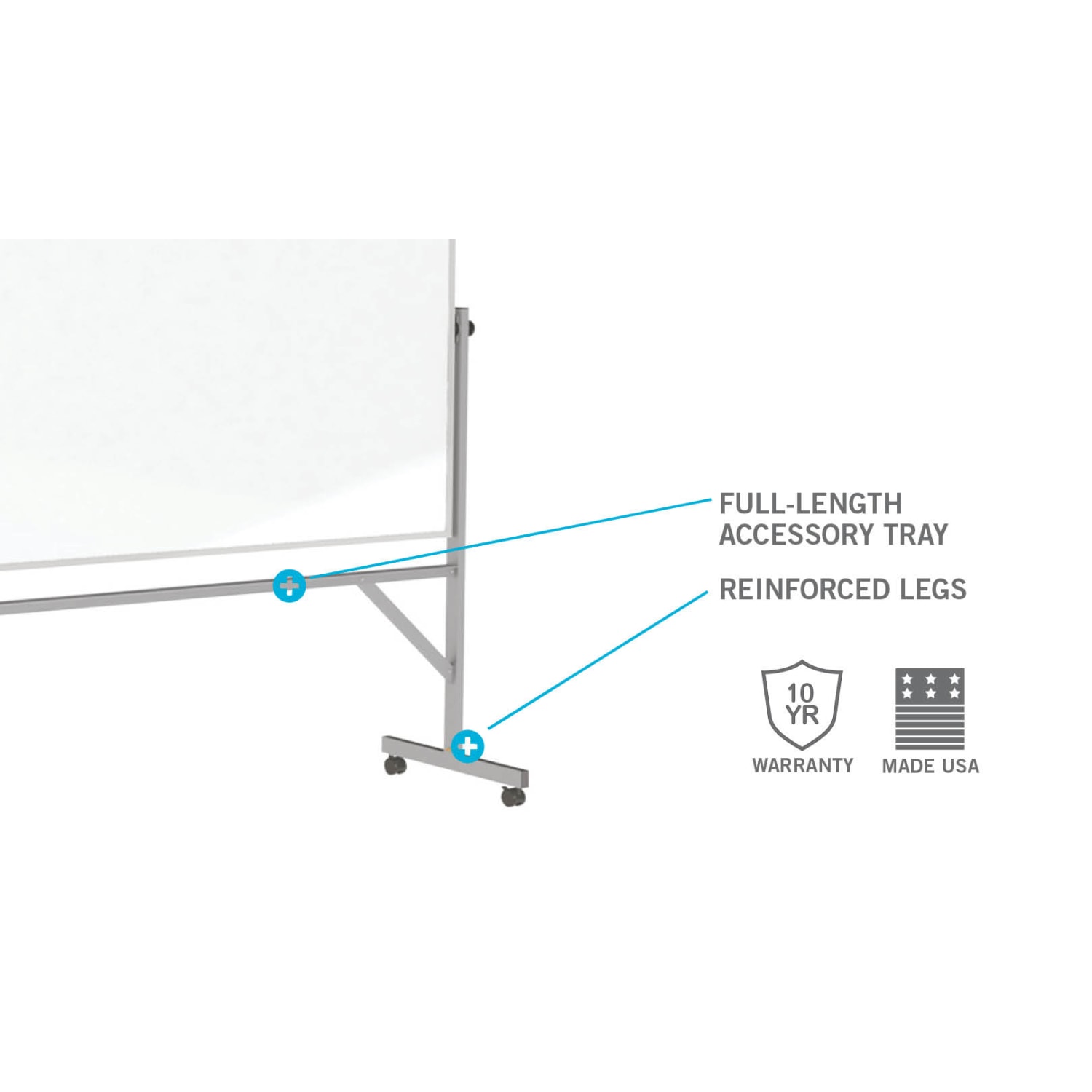 Ghent Reversible Magnetic Dry-Erase Whiteboard, Porcelain, 78-1/4in x 77in, White, Satin Metal Frame - Image 5