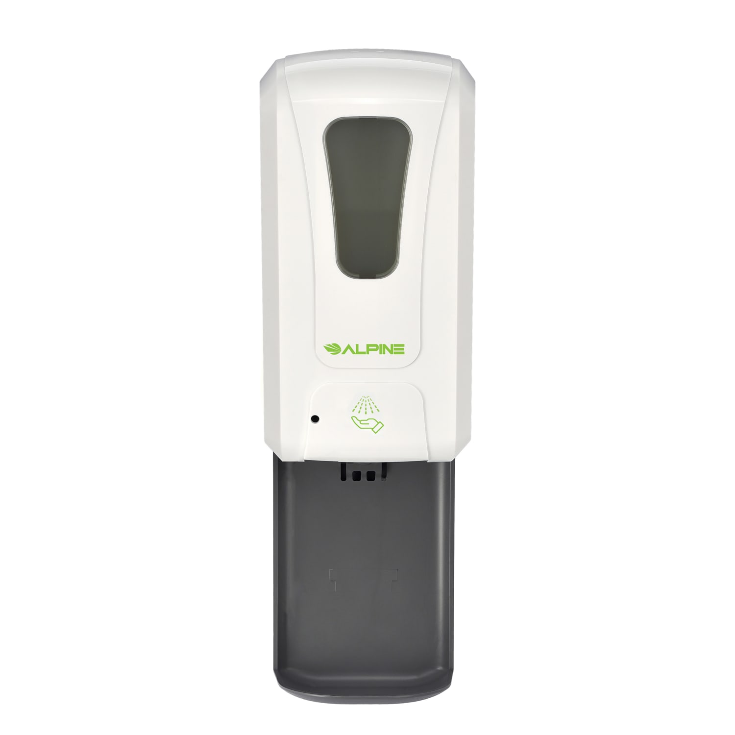Alpine Industries 1200 mL Wall Mount Automatic Liquid Soap And Hand Sanitizer Dispensers With Drip Trays, White, Pack Of 2 Dispensers - Image 3