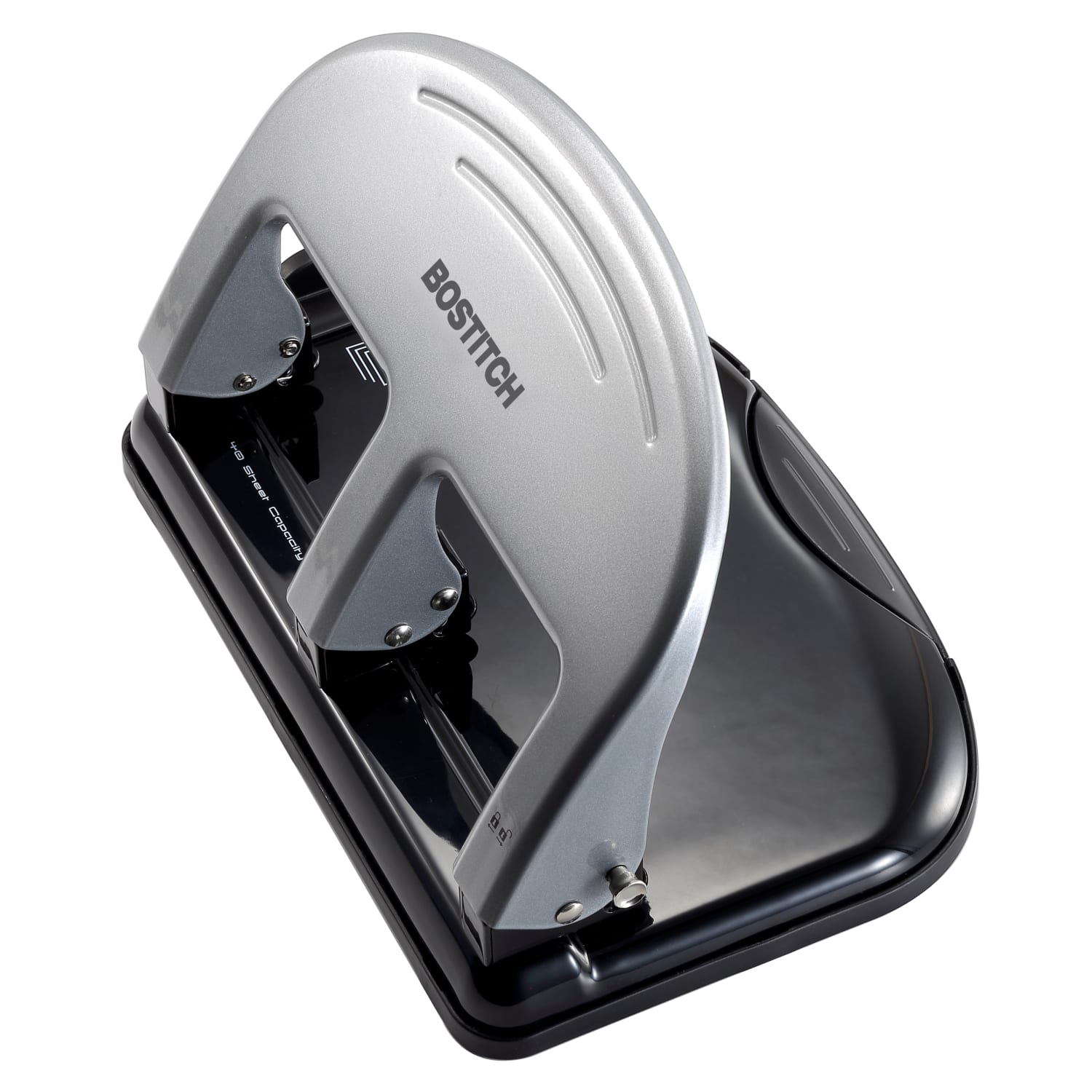 Bostitch EZ Squeeze Three-Hole Punch, 40 Sheet Capacity, Black/Silver - Image 6