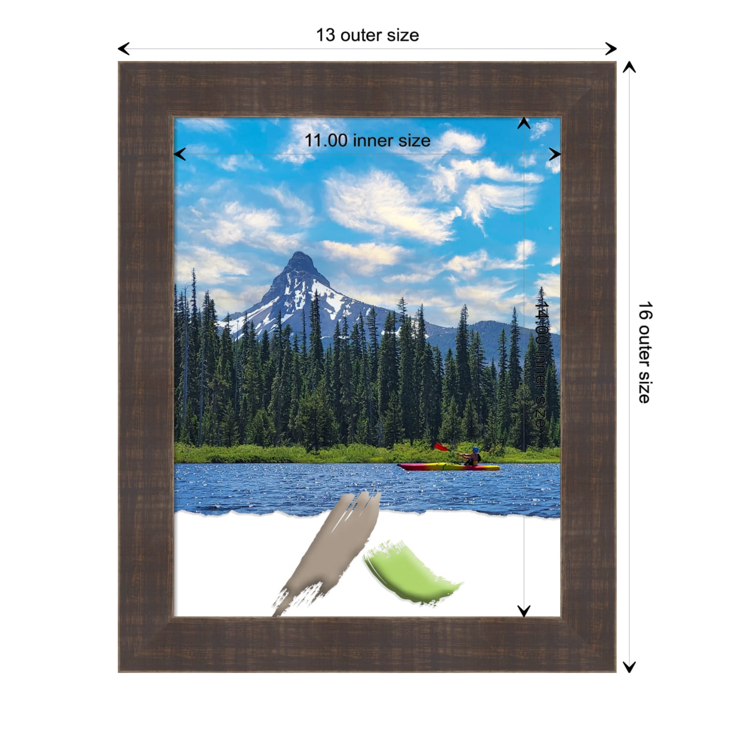 Amanti Art Wood Picture Frame, 13in x 16in, Matted For 11in x 14in, Whiskey Brown Rustic - Image 5