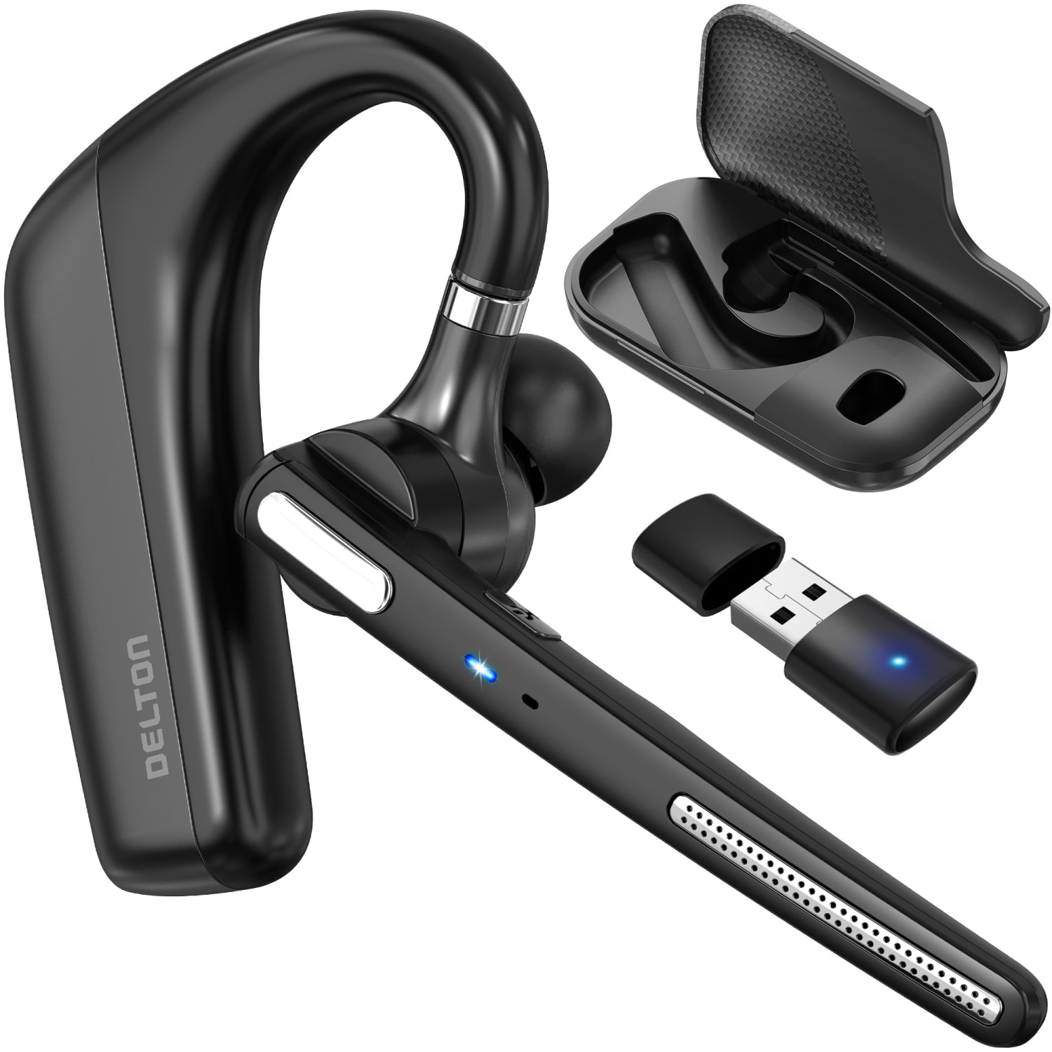 Delton 90X Bluetooth Wireless Computer Headset with Auto Pair Dongle, Black (DBTHEAD90XBTDL)