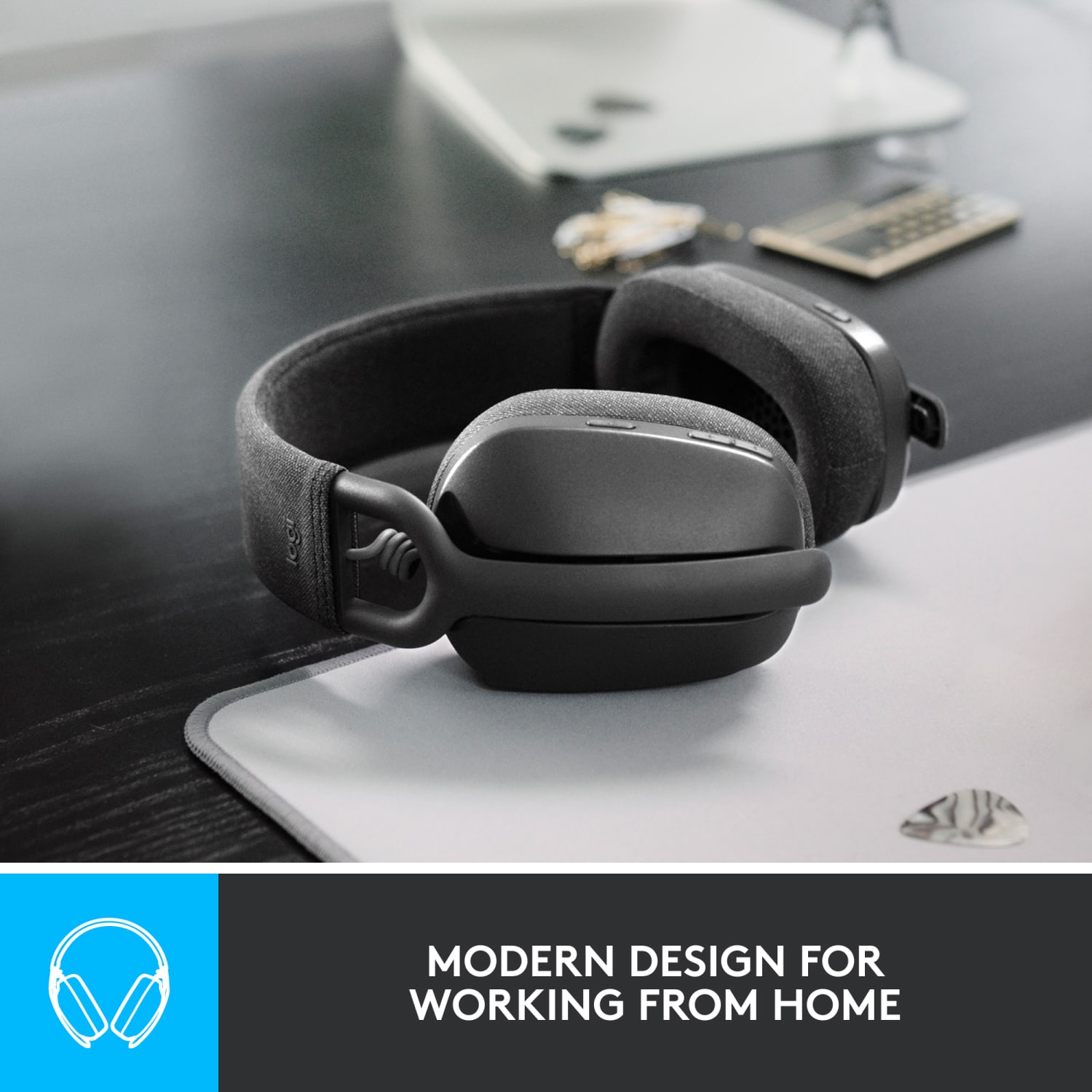 Logitech Zone Vibe 100 Lightweight Wireless Over-Ear Headphones, Graphite, 981-001256 - Image 3