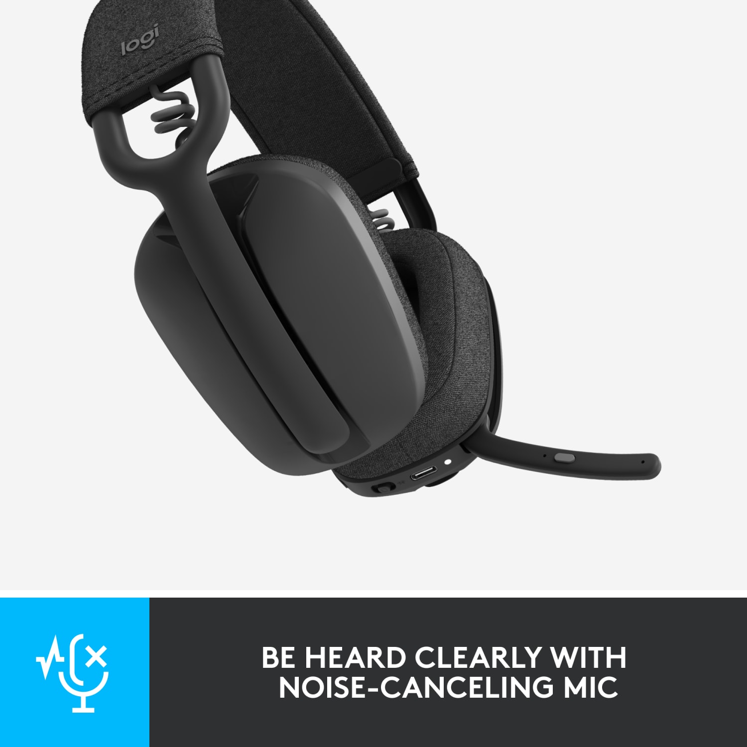 Logitech Zone Vibe 100 Lightweight Wireless Over-Ear Headphones, Graphite, 981-001256 - Image 4