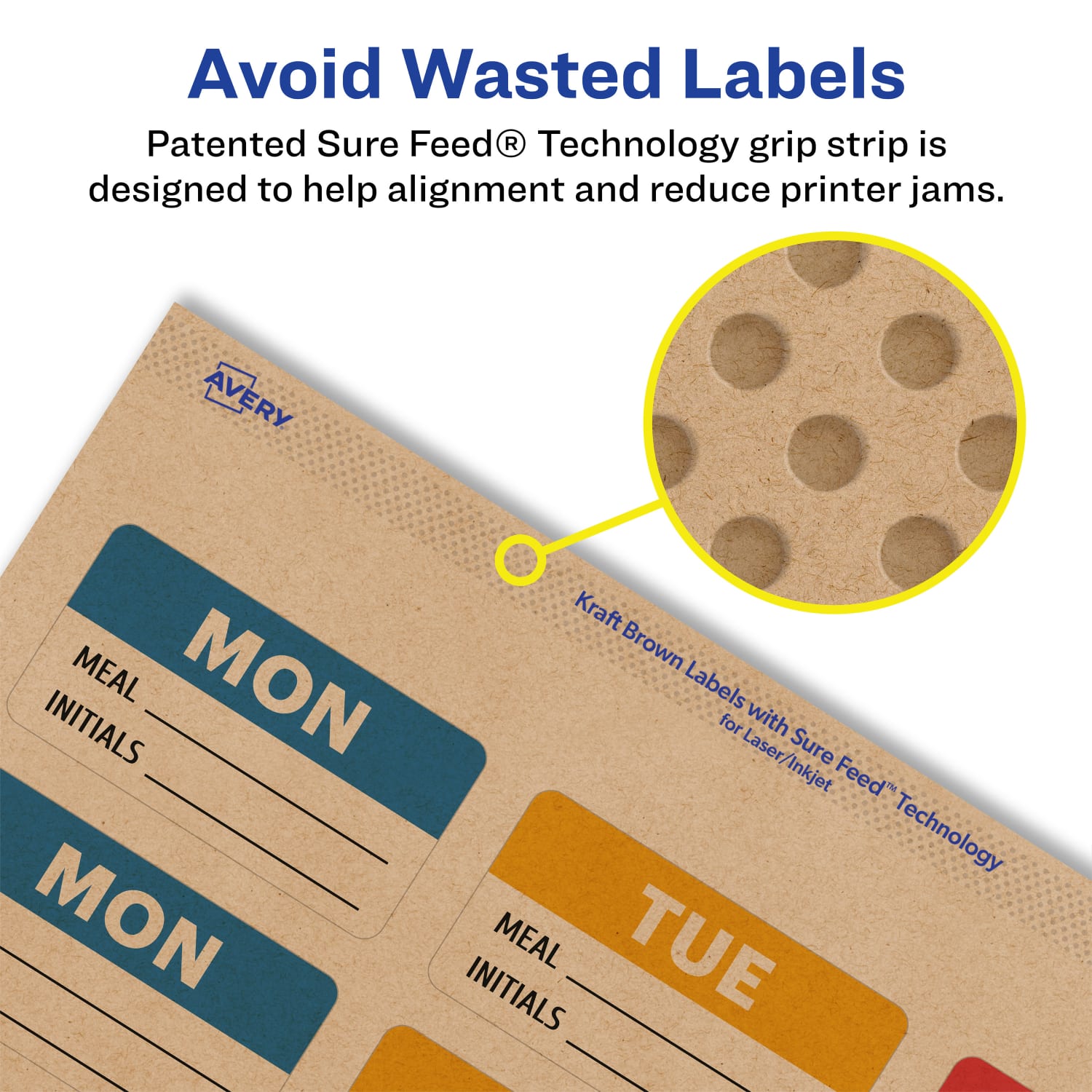 Avery Kraft Permanent Labels With Sure Feed, 94221-KMP100, Rectangle, 1in x 2-1/2in, Brown, Pack Of 2,400 - Image 5