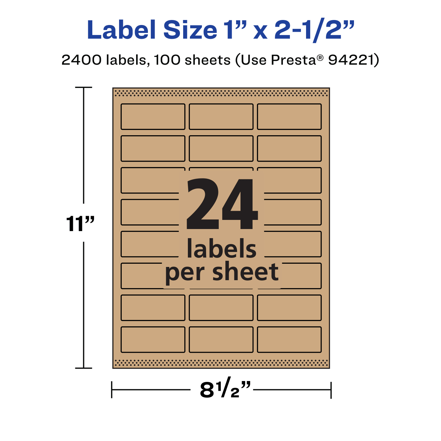 Avery Kraft Permanent Labels With Sure Feed, 94221-KMP100, Rectangle, 1in x 2-1/2in, Brown, Pack Of 2,400 - Image 6