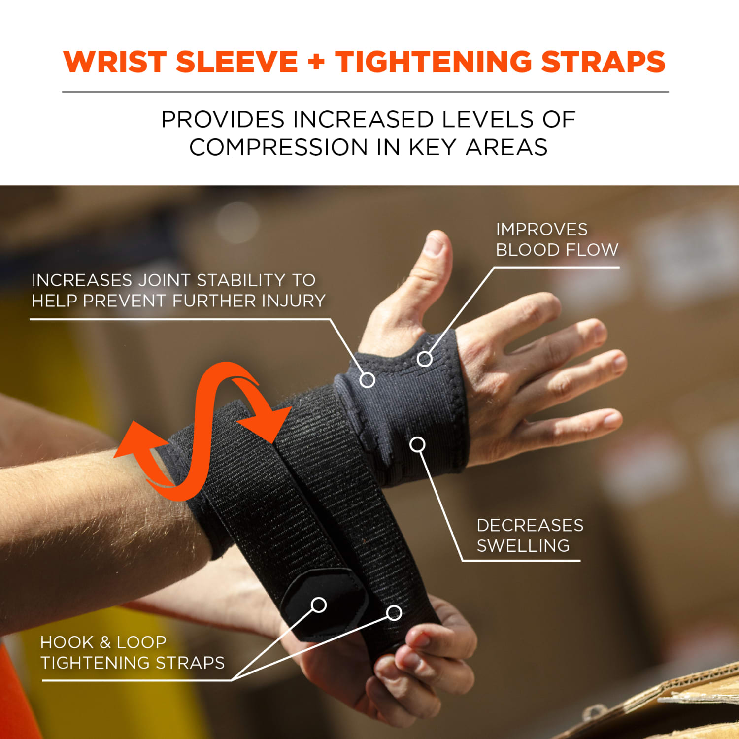 Ergodyne ProFlex 685 Wrist Support Sleeve, Double Strap, S, Black - Image 3