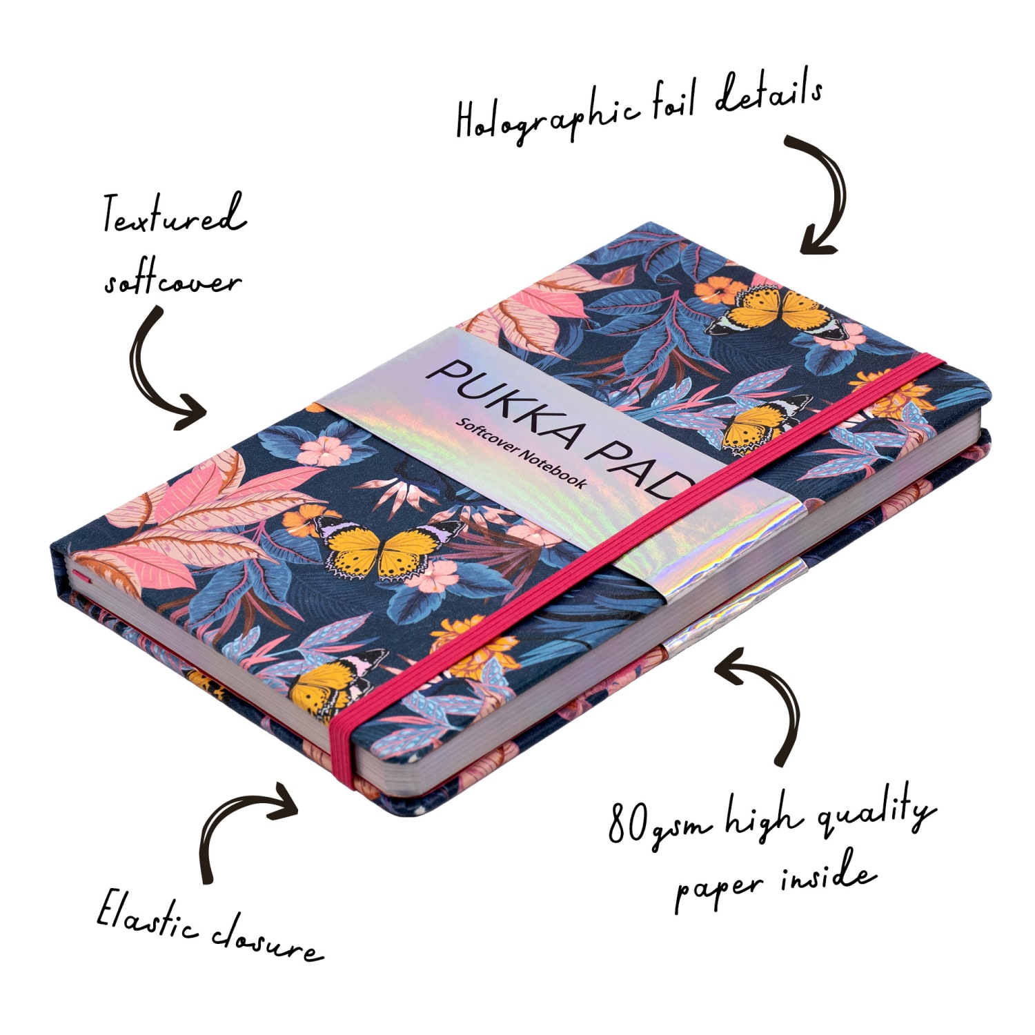 Pukka Pads Bloom Softcover Notebook With Pocket, Blue, Pack 3 - Image 5