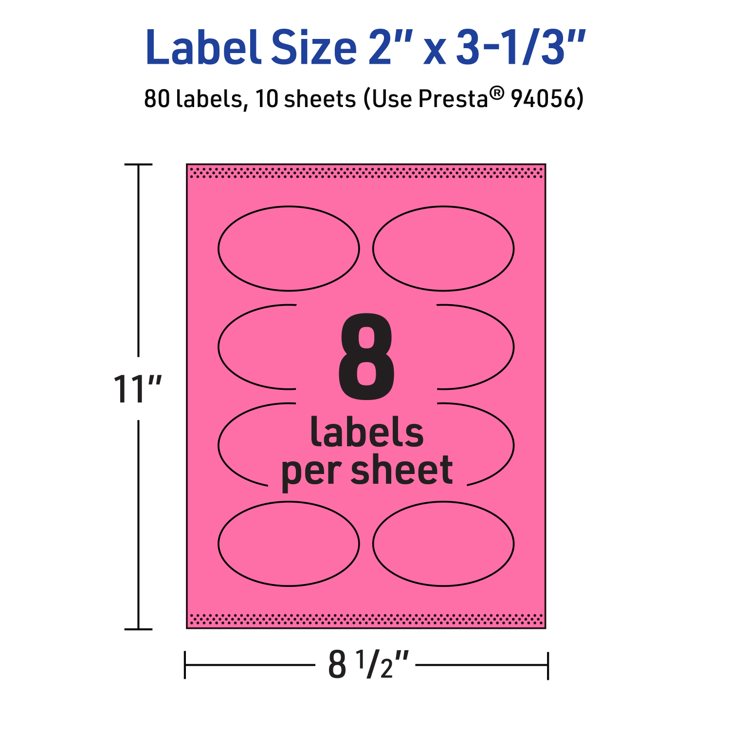Avery Print-To-The-Edge Labels With Sure Feed Technology And Easy Peel Label Feature, 94056-BPP10, Oval, 2in x 3-1/3in, Matte Bright Pink, Pack of 80 - Image 6