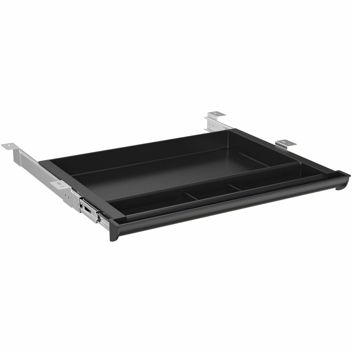 Lorell Laminate Desk 4-compartment Drawer, Black - Image 5