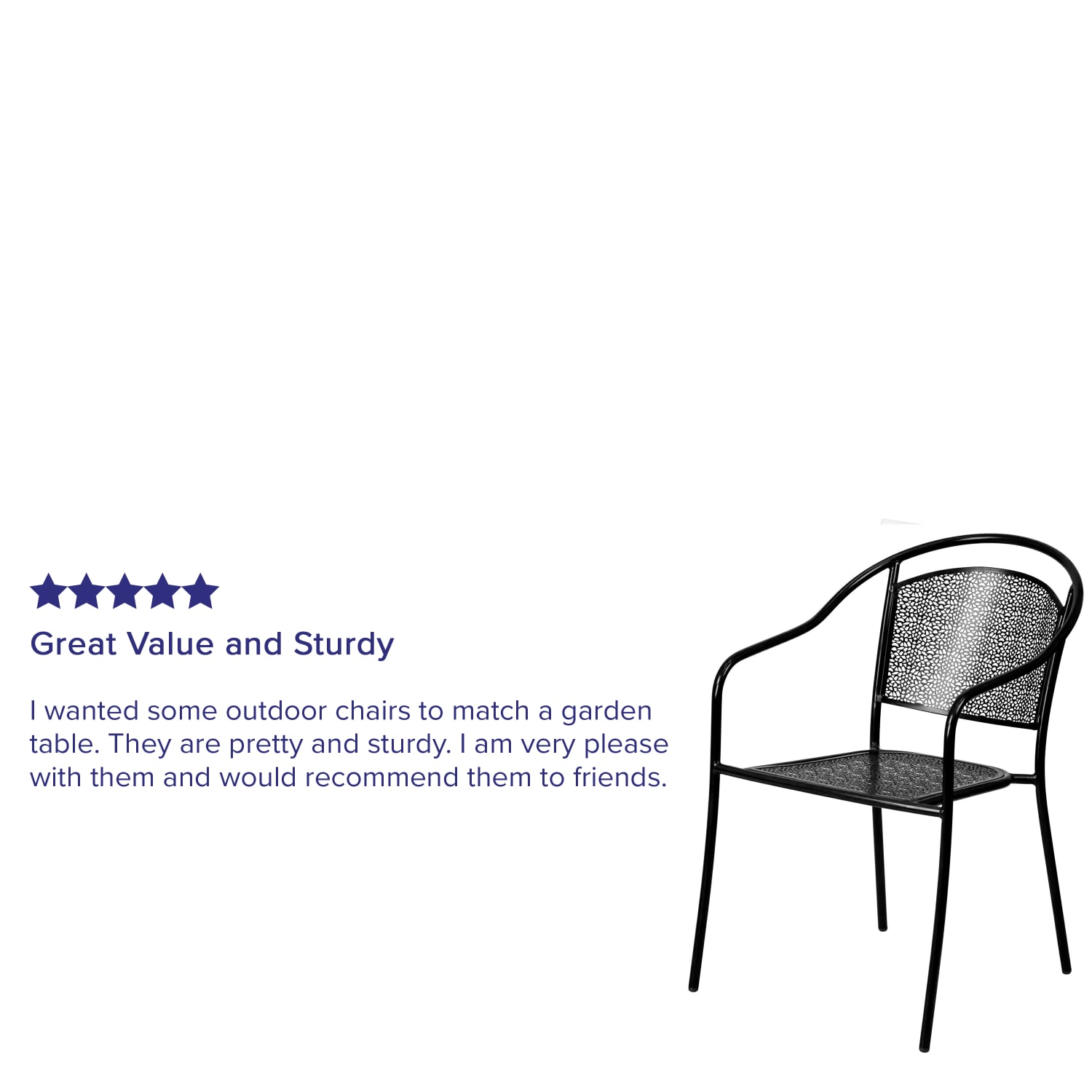 Flash Furniture Oia Indoor/Outdoor Steel Patio Armchair with Round Back, Black - Image 5