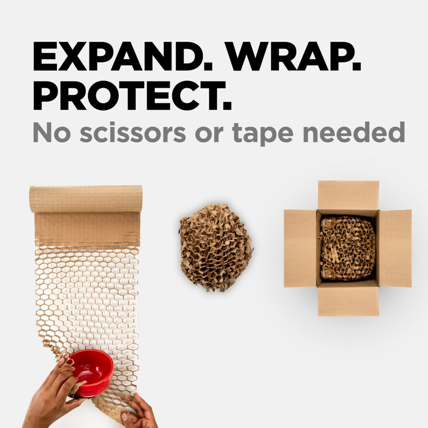Scotch Cushion Lock Protective Wrap, 12 in x 175 ft, 1 Roll, 100% Recycled Paper, Honeycomb Packing Paper, Alternative for Bubble Cushion Wrap, Brown - Image 4