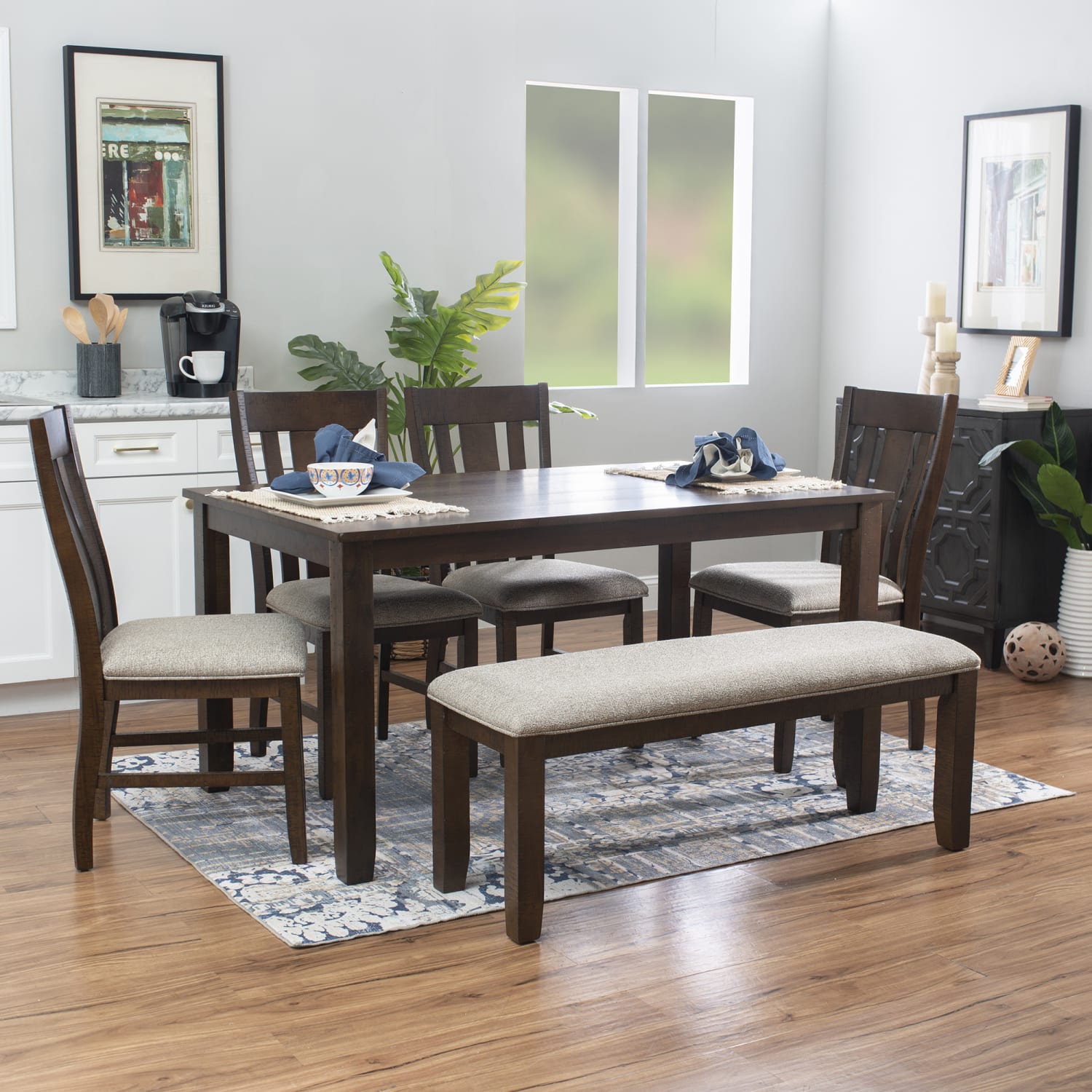 Powell Greta 6-Piece Dining Set, Brown/Beige - Image 3