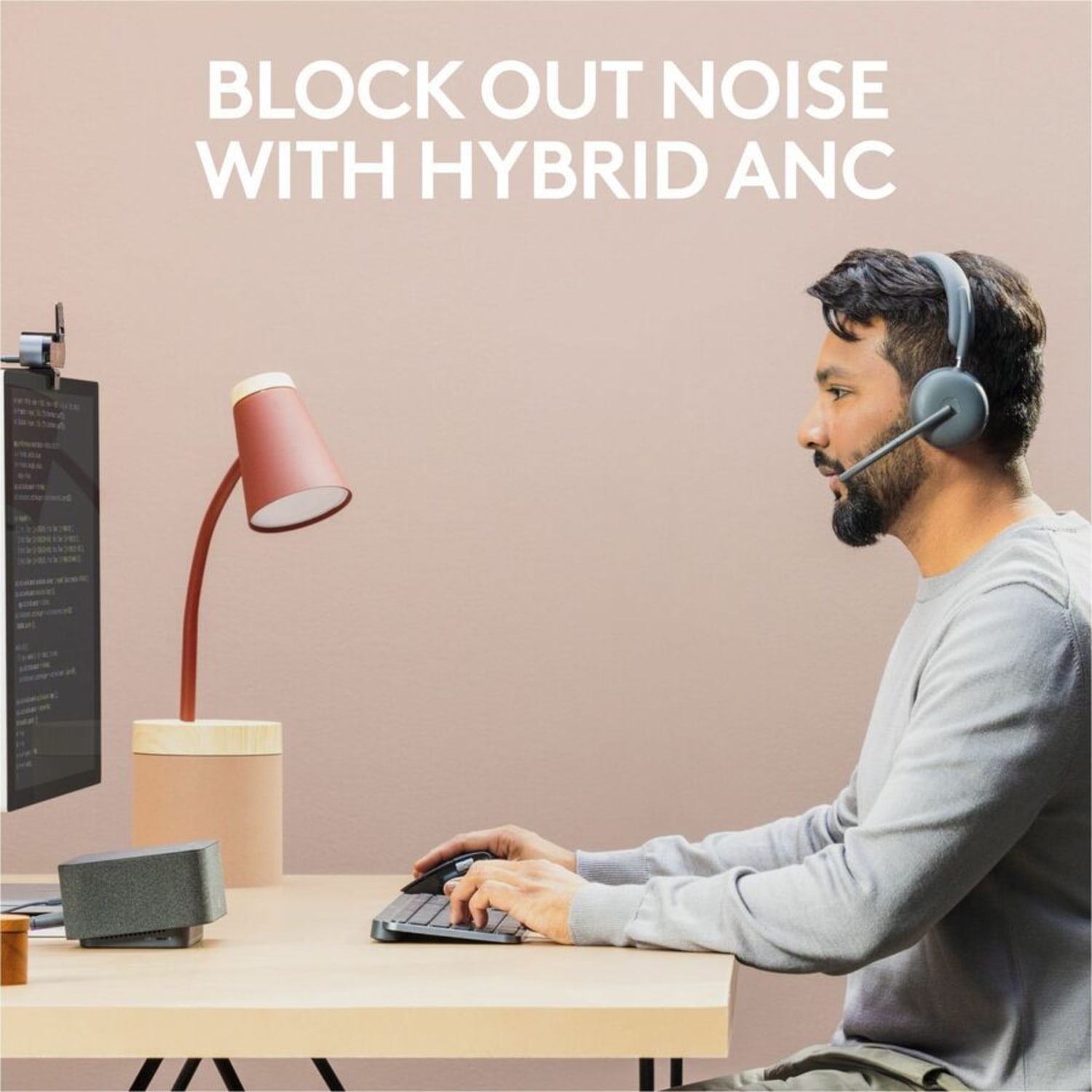 Logitech Zone 950 Premium Noise Canceling AI-Powered Headset Hybrid ANC and Bluetooth, Graphite, HL8183 - Image 6