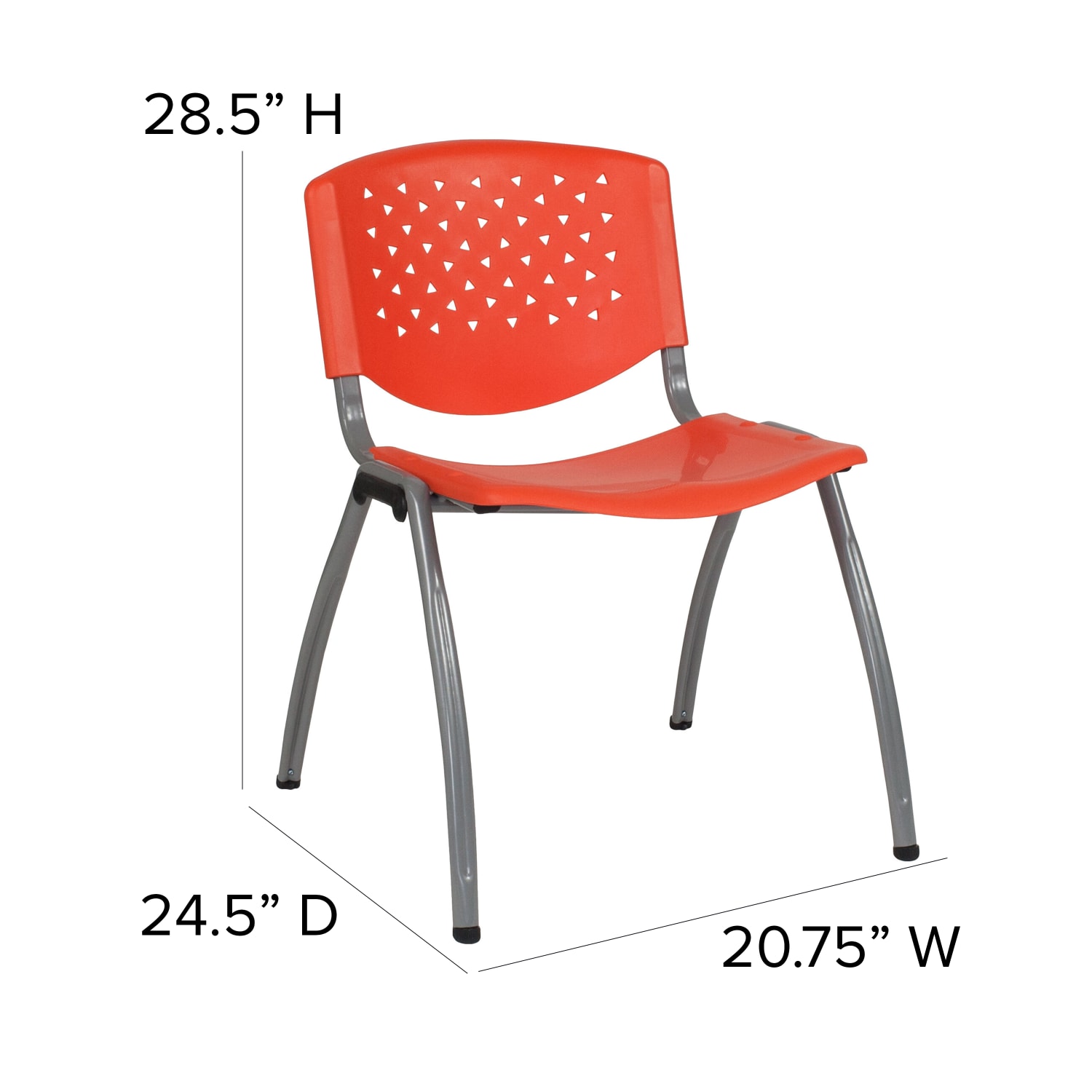 Flash Furniture HERCULES Series Stack Chair With Titanium Frame, Orange Seat/Gray Frame - Image 7