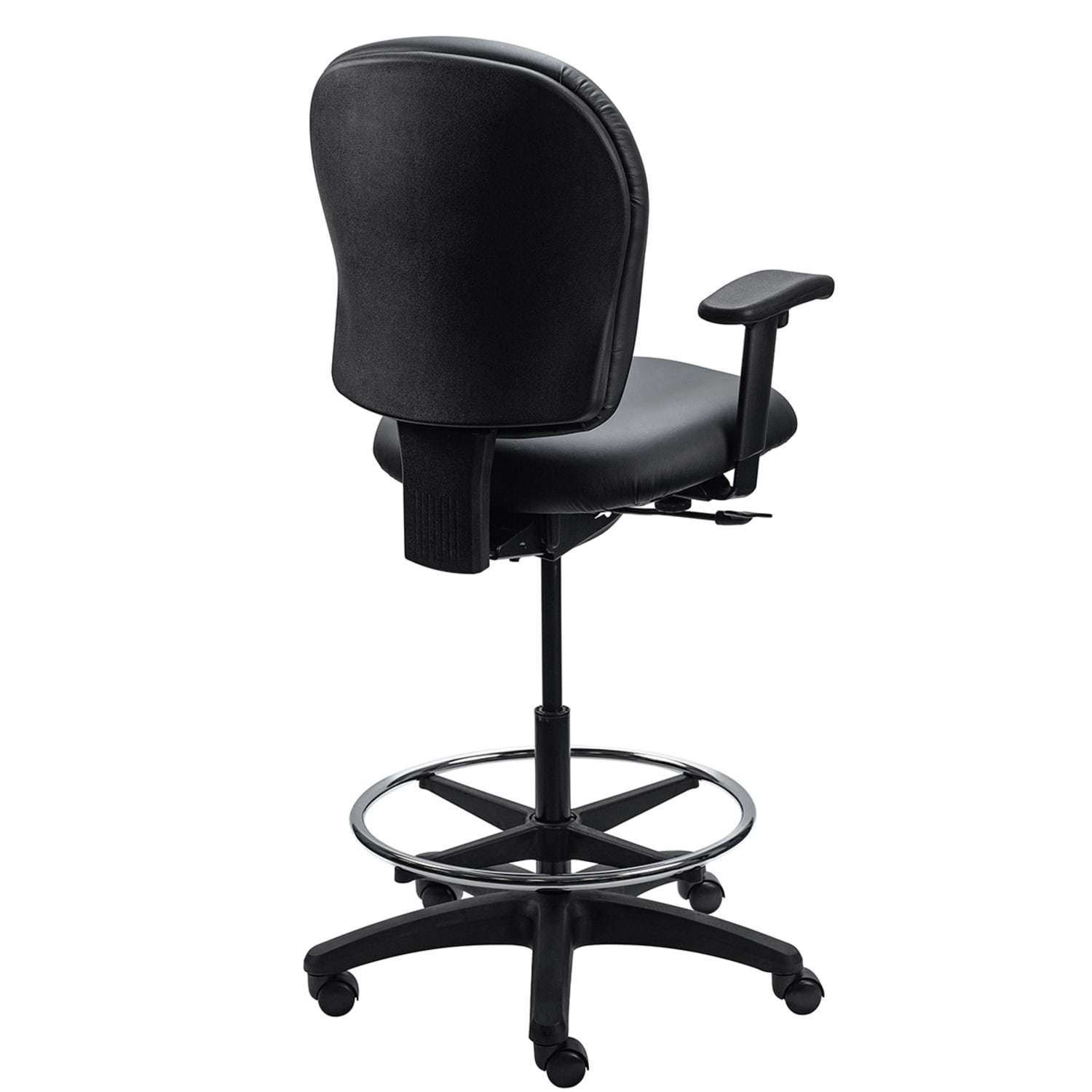 Eurotech Antimicrobial Vinyl/Mesh Task Stool With Back, Black - Image 4
