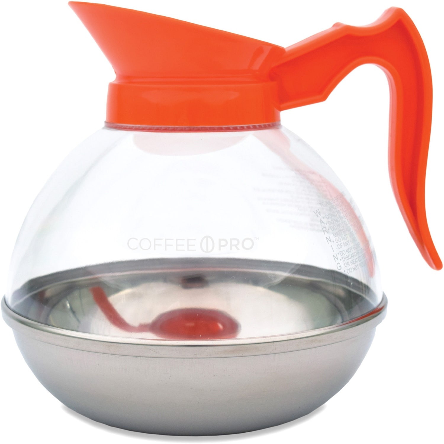 Coffee Pro 12-Cup Polycarbonate Decaf Unbreakable Coffee Decanter, Clear/Orange - Image 3