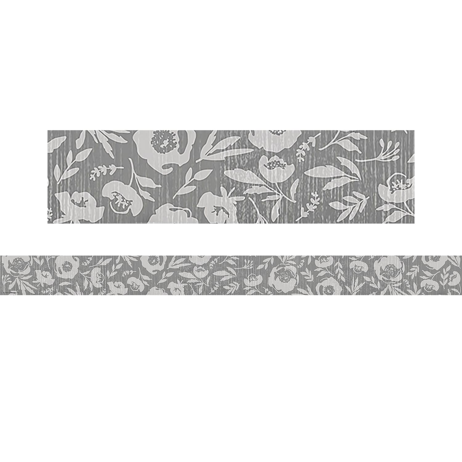 Teacher Created Resources Straight Border Trim, Classroom Cottage Gray Floral, 35ft Per Pack, Set Of 6 Packs - Image 3
