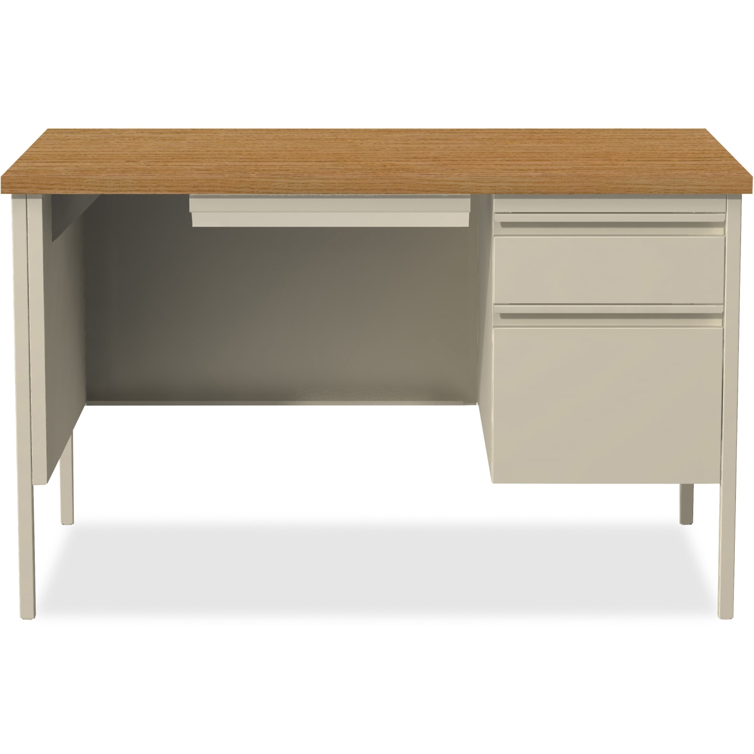 Lorell Fortress Right Pedestal 48inW Writing Desk, Putty - Image 6