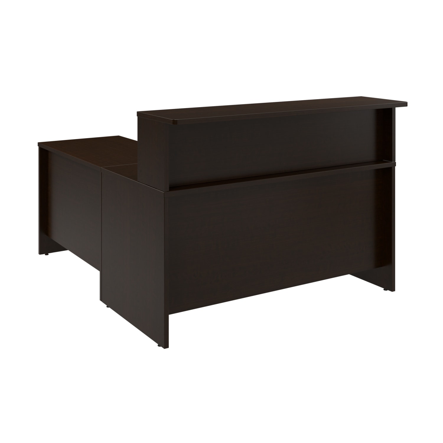 Bush Business Furniture Arrive 60inW L Shaped Reception Desk with Shelf, Mocha Cherry, Standard Delivery - Image 3