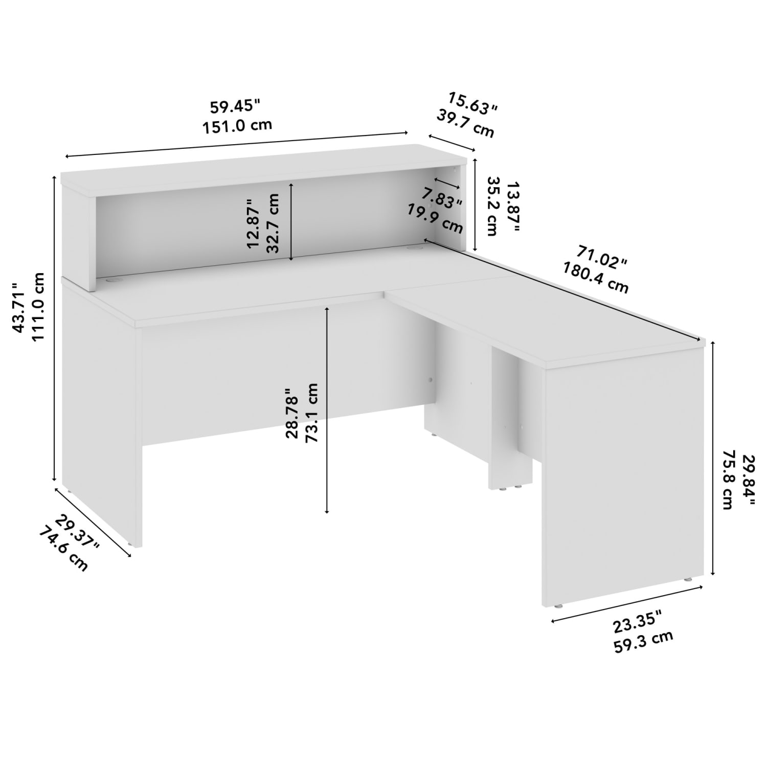 Bush Business Furniture Arrive 60inW L Shaped Reception Desk with Shelf, Mocha Cherry, Standard Delivery - Image 6