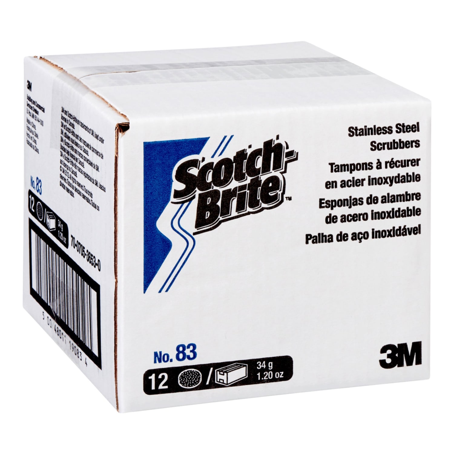 Scotch-Brite Stainless Steel Scrubber, No. 84, 1.75 Oz, Silver, Box Of 12 - Image 3