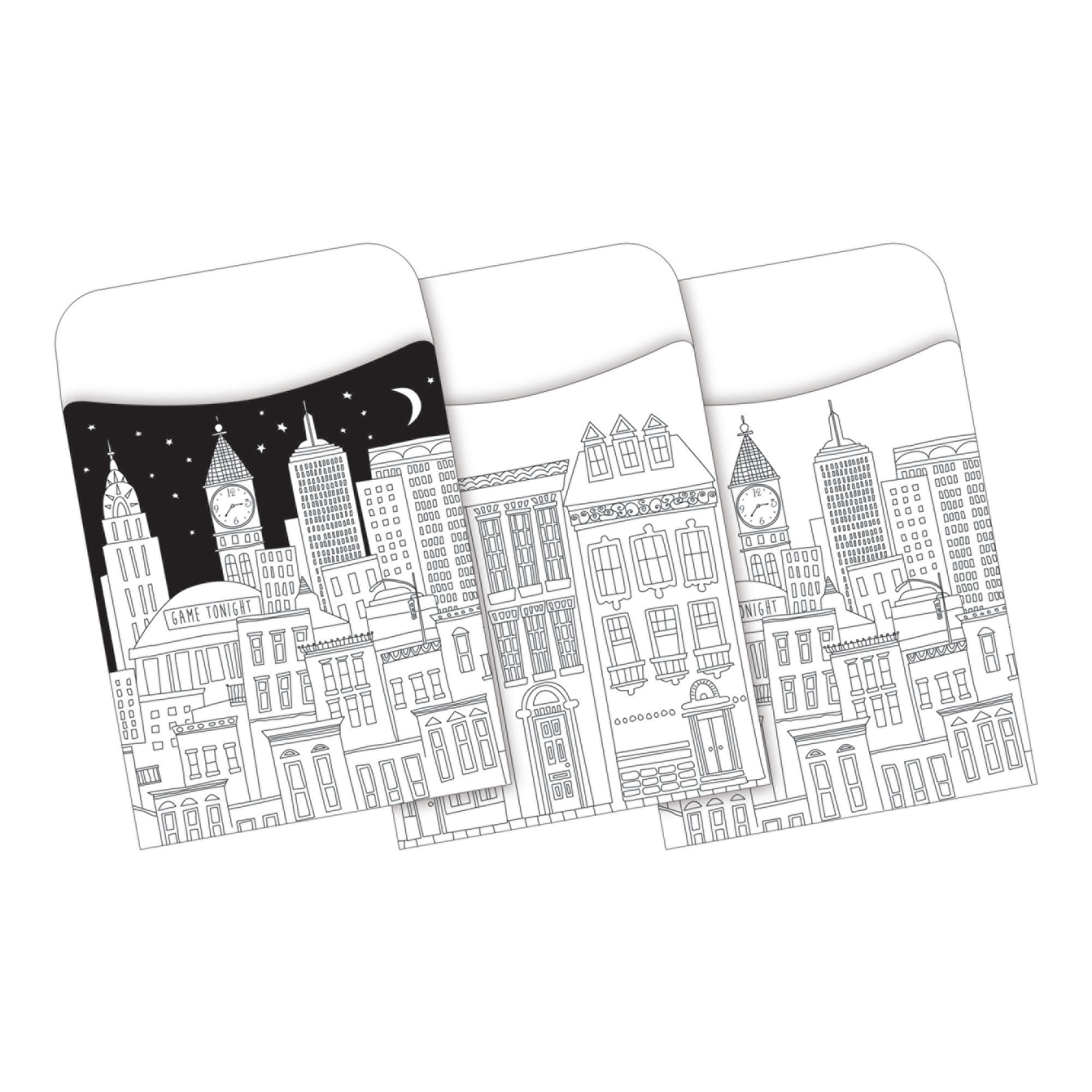 Barker Creek Peel & Stick Library Pockets, Color Me! Cityscapes, Pack Of 30