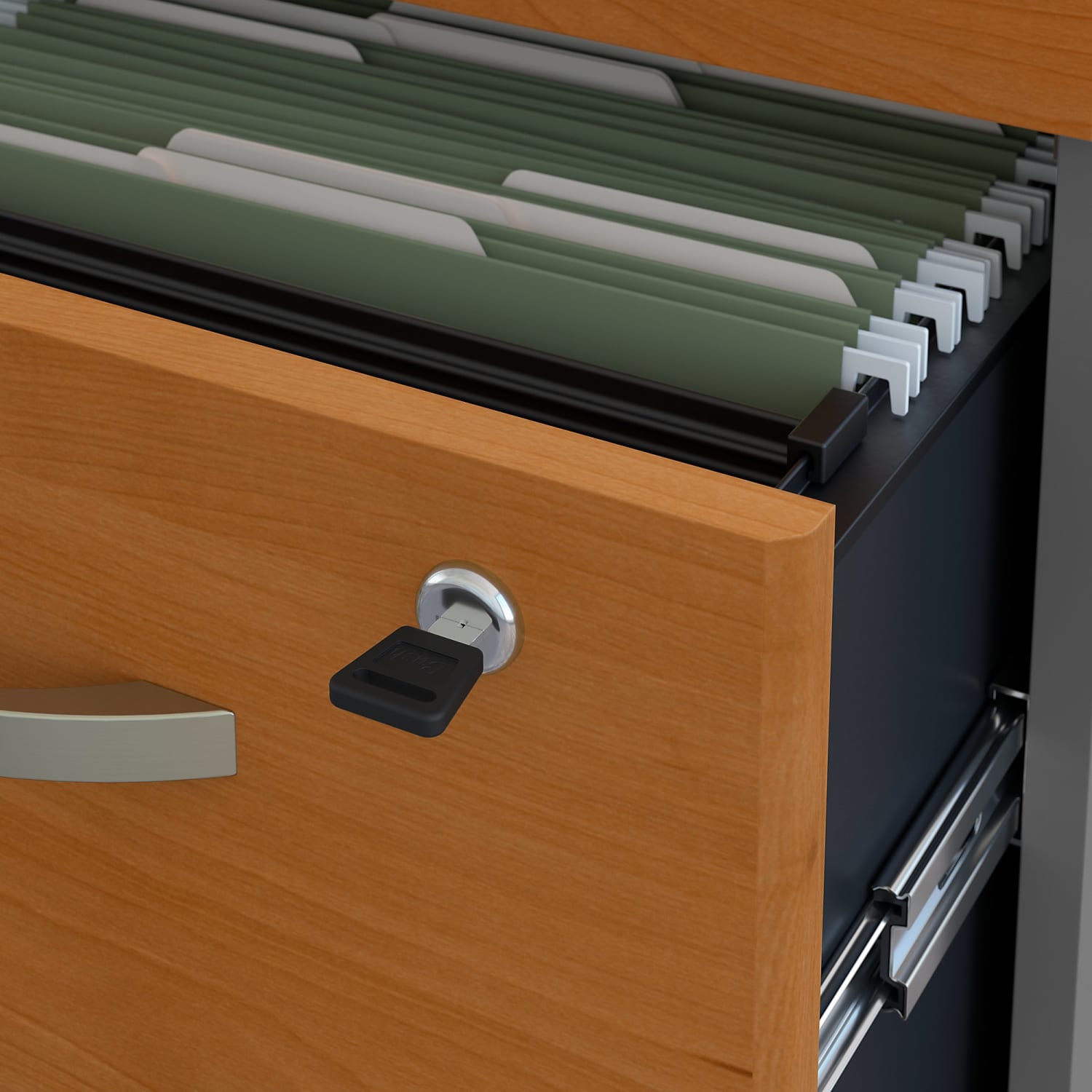 Bush Business Furniture Components 60inW Office Computer Desk With 3-Drawer Mobile File Cabinet, Natural Cherry/Graphite Gray, Standard Delivery - Image 5