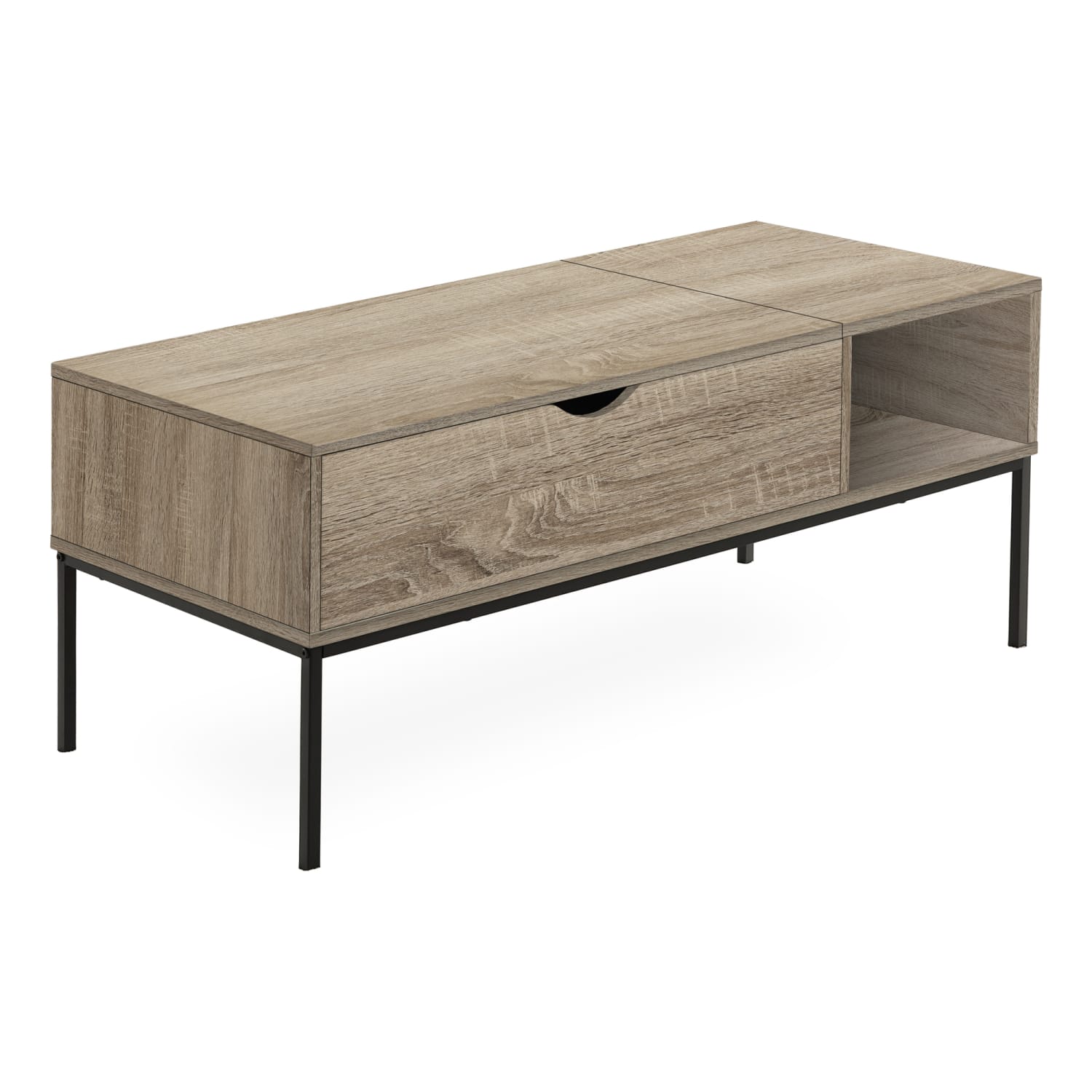 Monarch Specialties Adie Lift-Top Metal Rectangular Coffee Table, 18inH x 42inW x 20inD, Dark Taupe/Black - Image 6