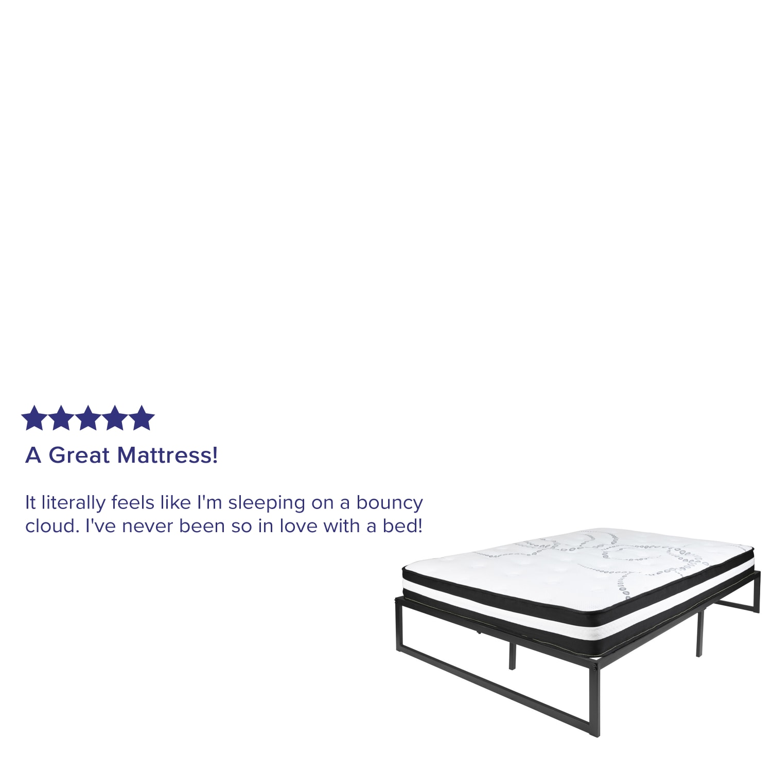 Flash Furniture 14in Metal Platform Bed Frame With 10in Pocket Spring Mattress, Full, Black - Image 5